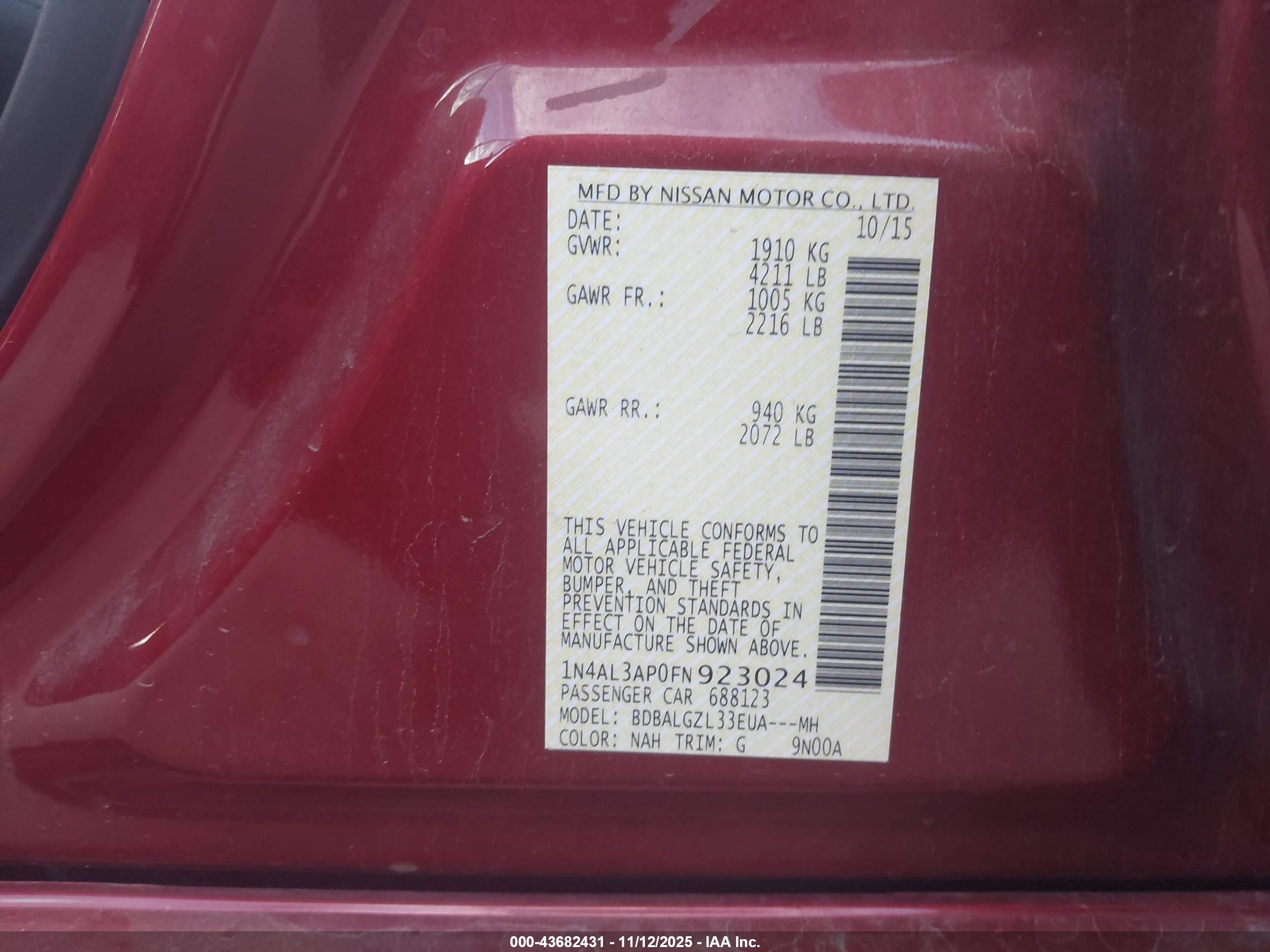 NISSAN ALTIMA image 9