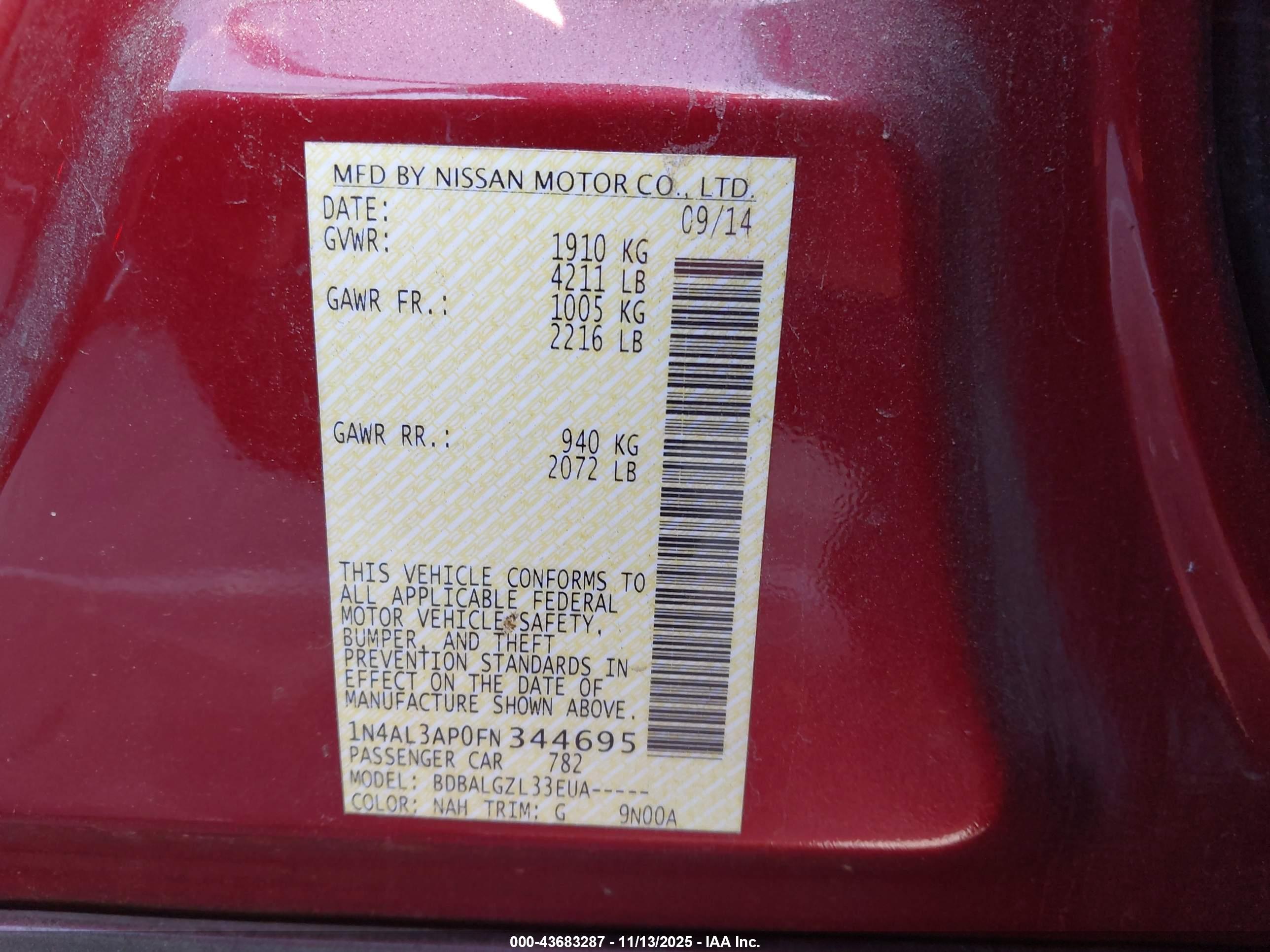 NISSAN ALTIMA image 9