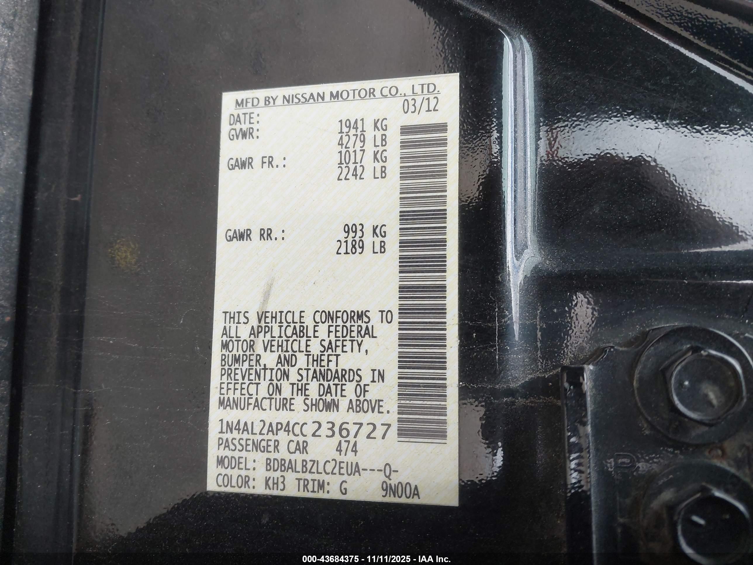 NISSAN ALTIMA image 9