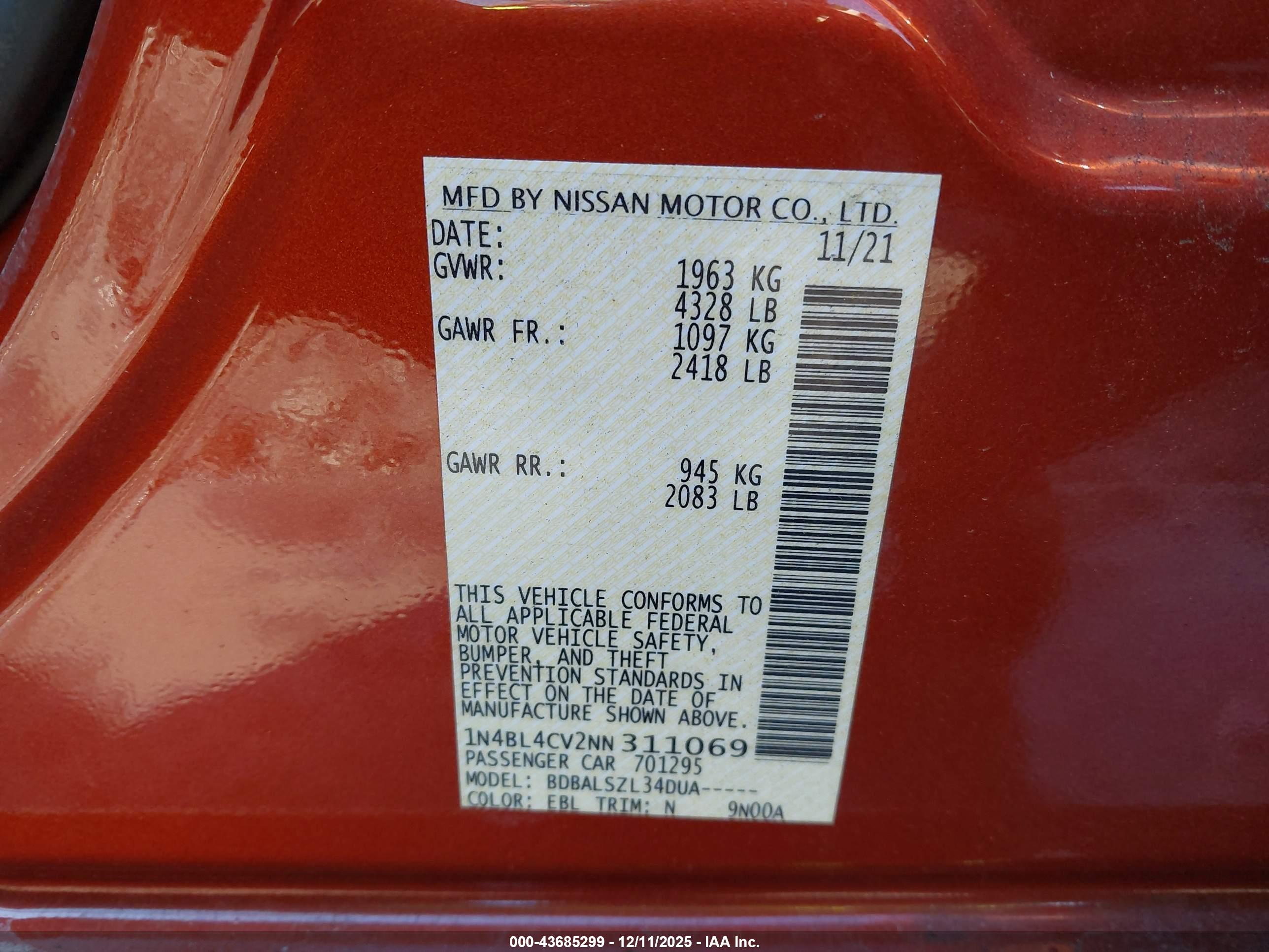 NISSAN ALTIMA image 9