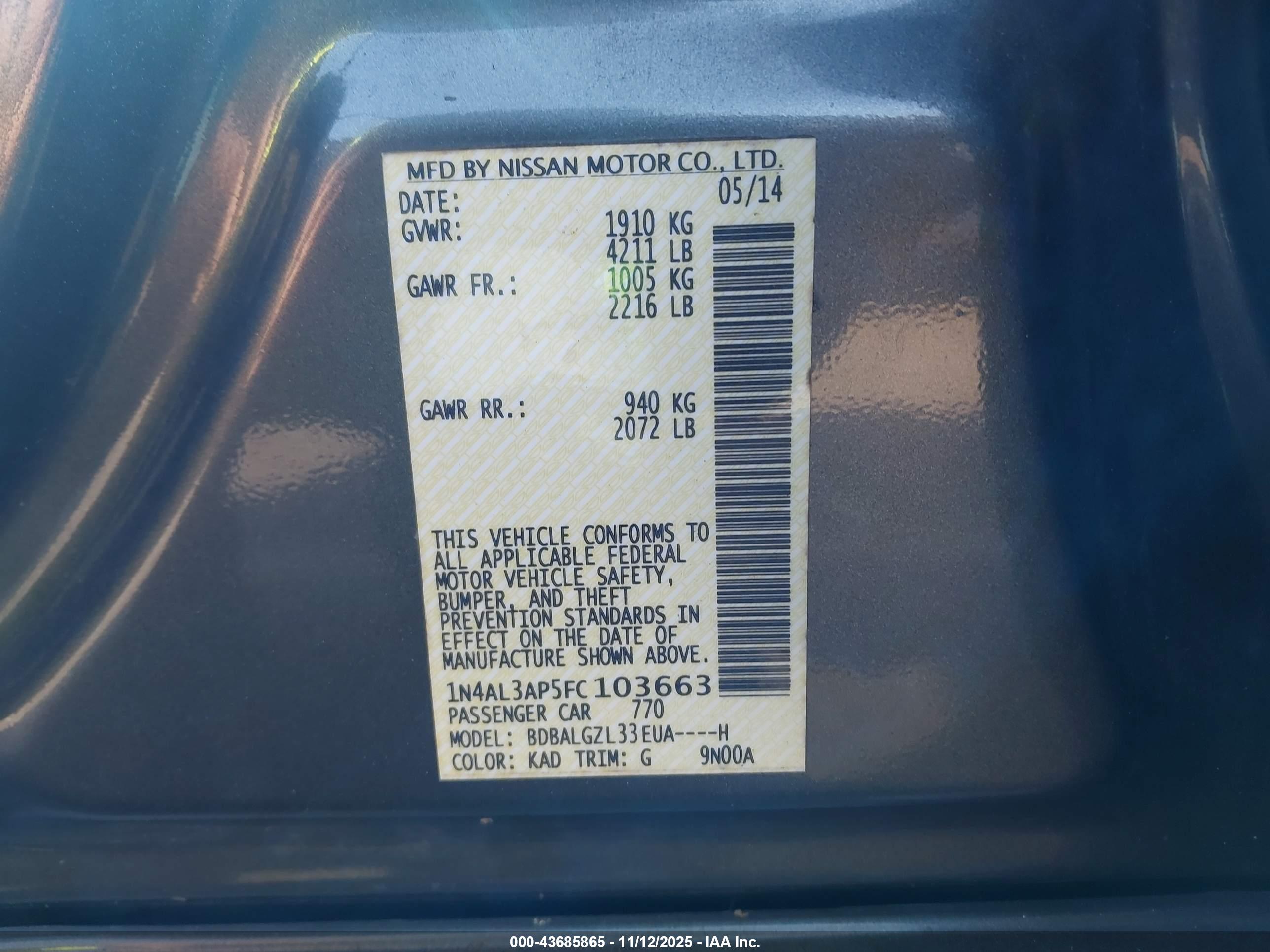 NISSAN ALTIMA image 9