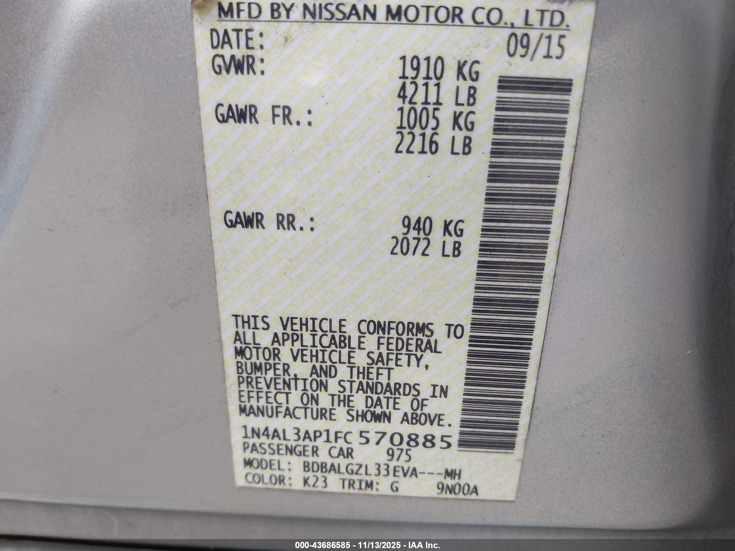 NISSAN ALTIMA image 9