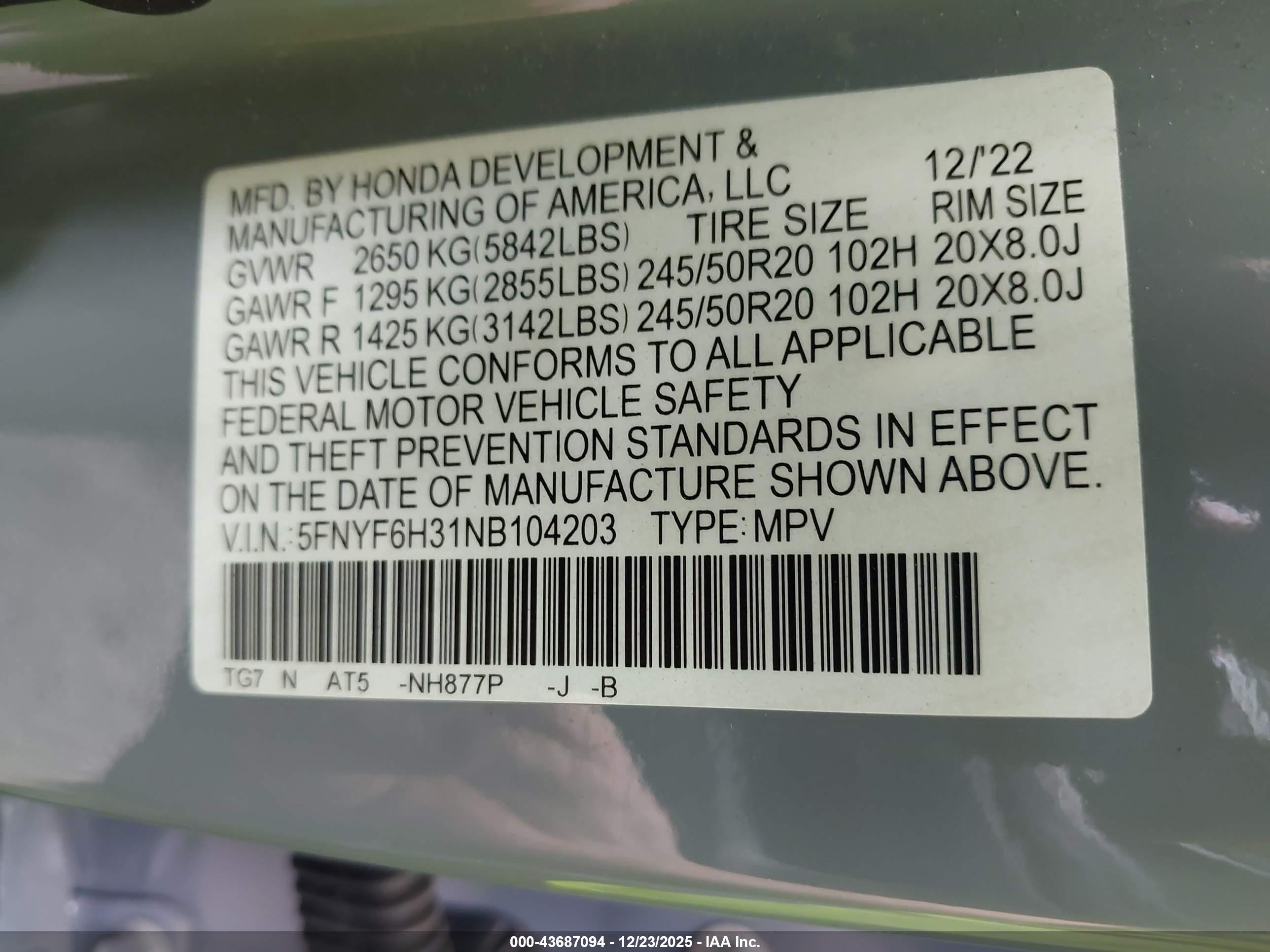 HONDA PILOT image 9