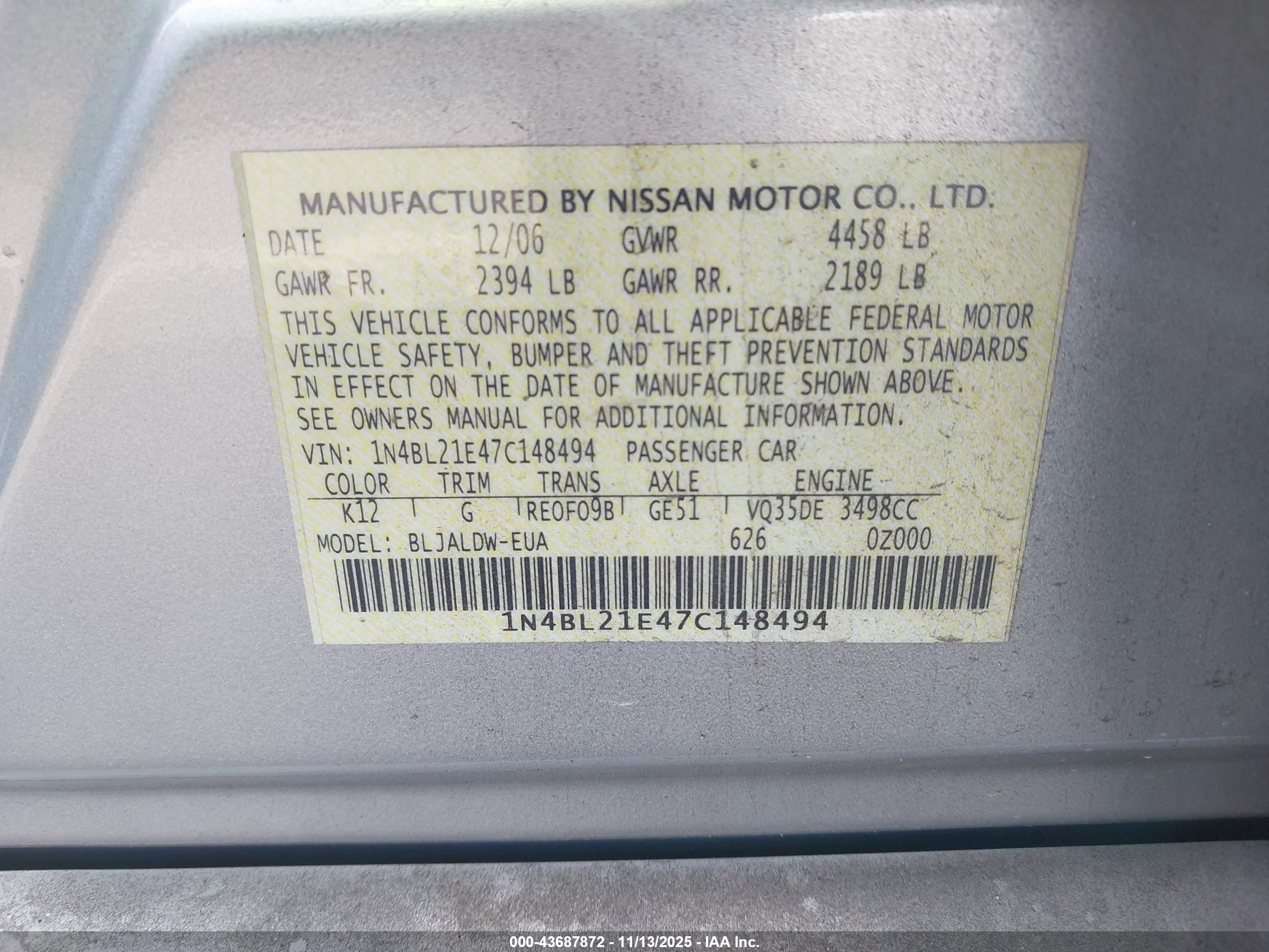 NISSAN ALTIMA image 9