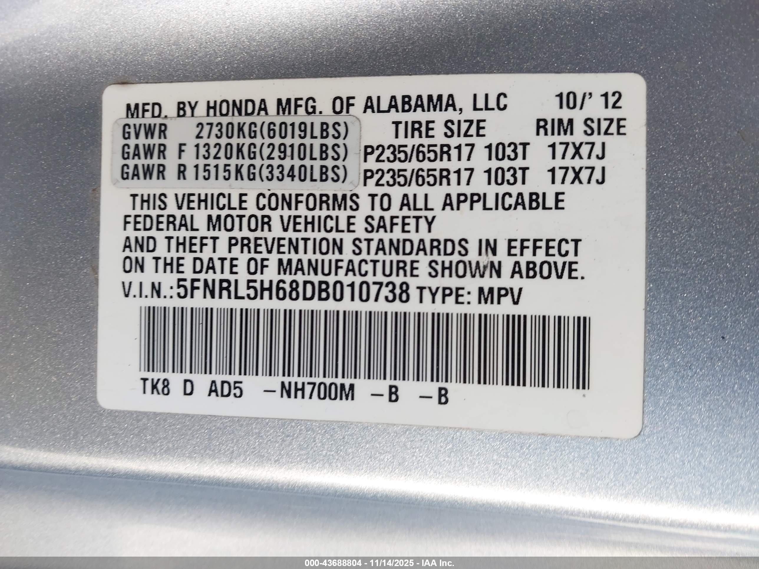 HONDA ODYSSEY image 9