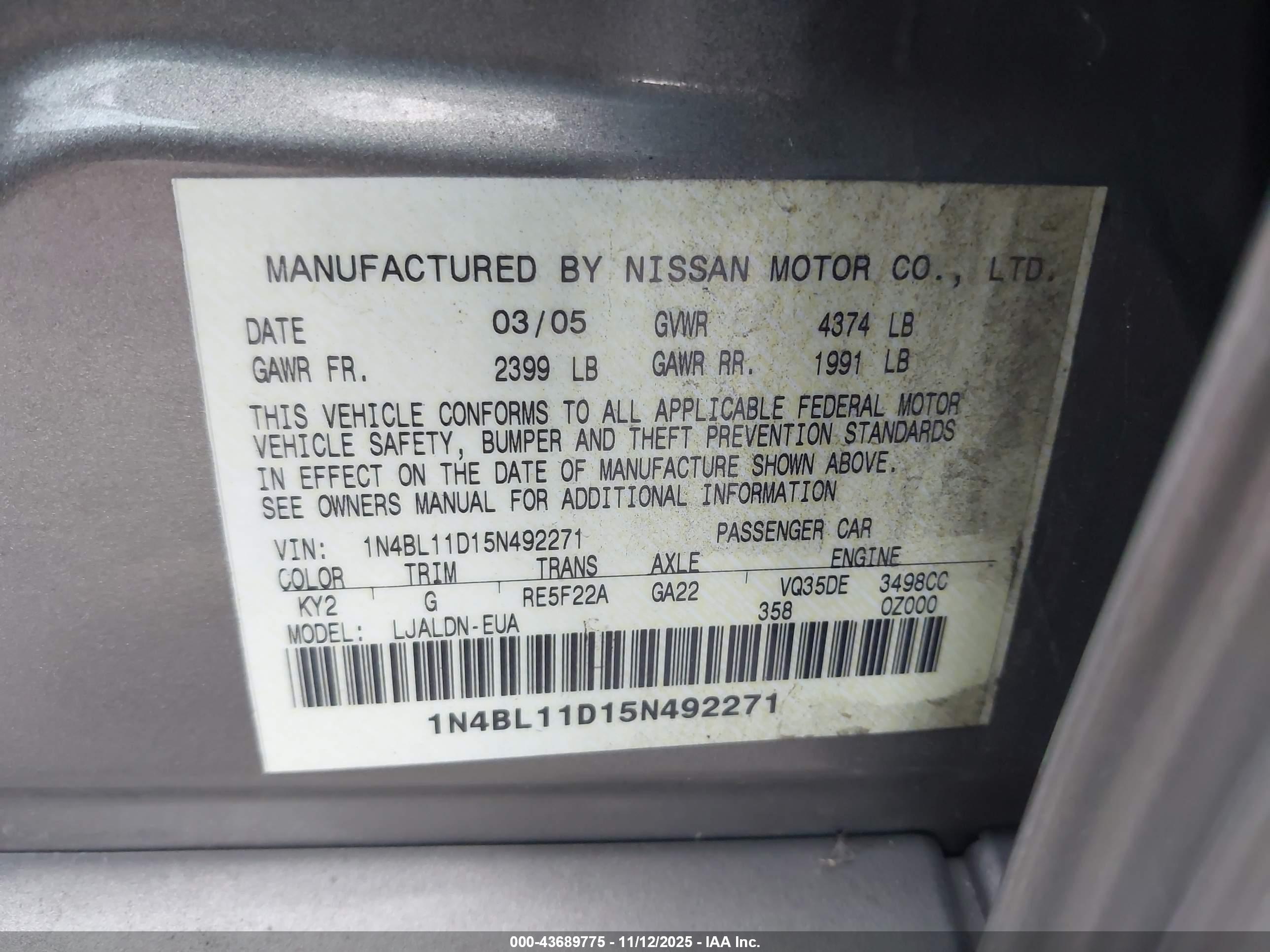 NISSAN ALTIMA image 9
