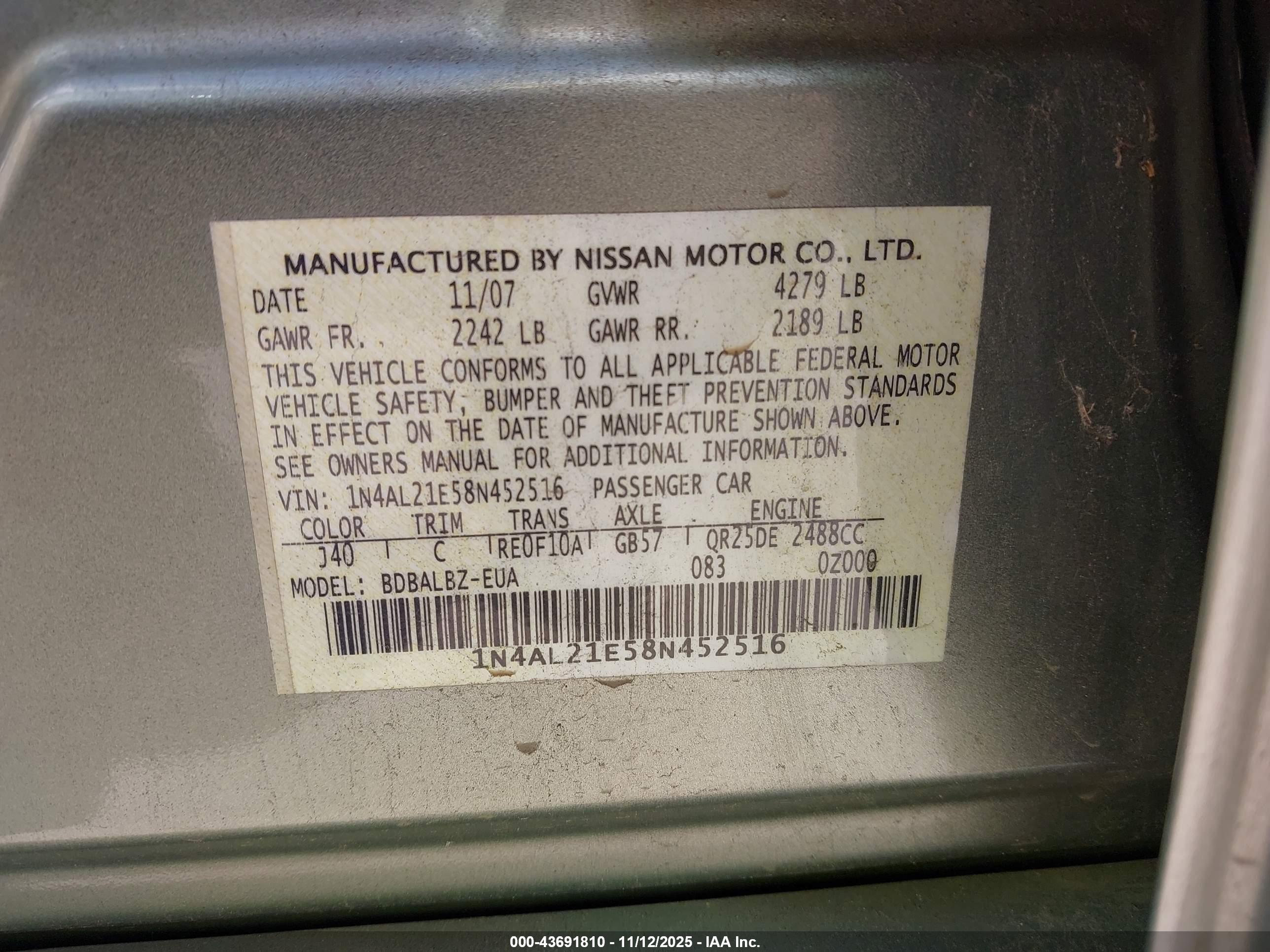 NISSAN ALTIMA image 9