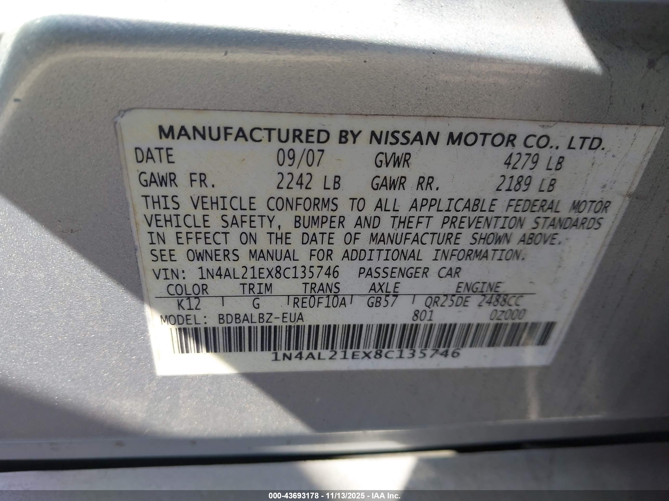 NISSAN ALTIMA image 9