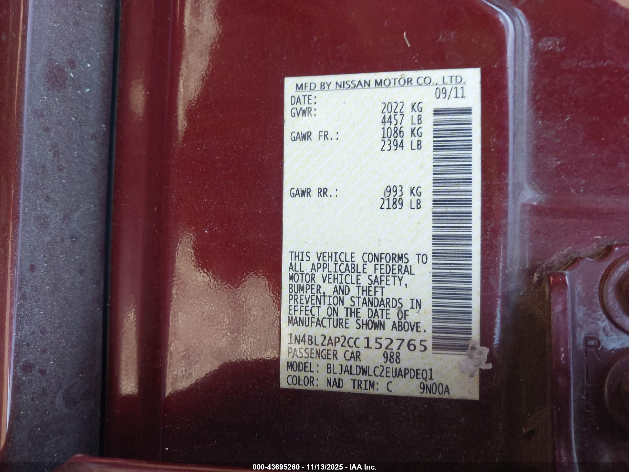 NISSAN ALTIMA image 9