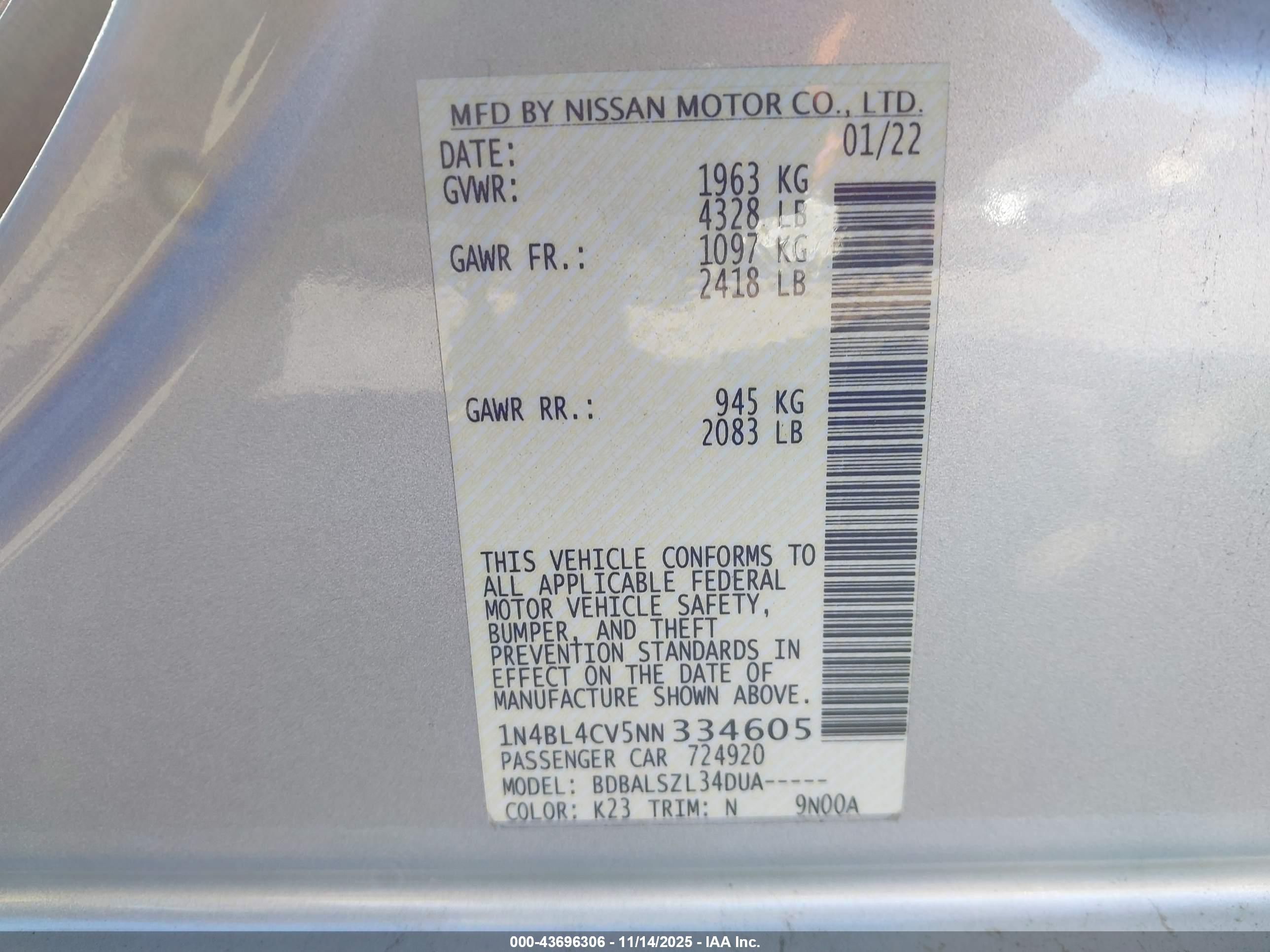 NISSAN ALTIMA image 9