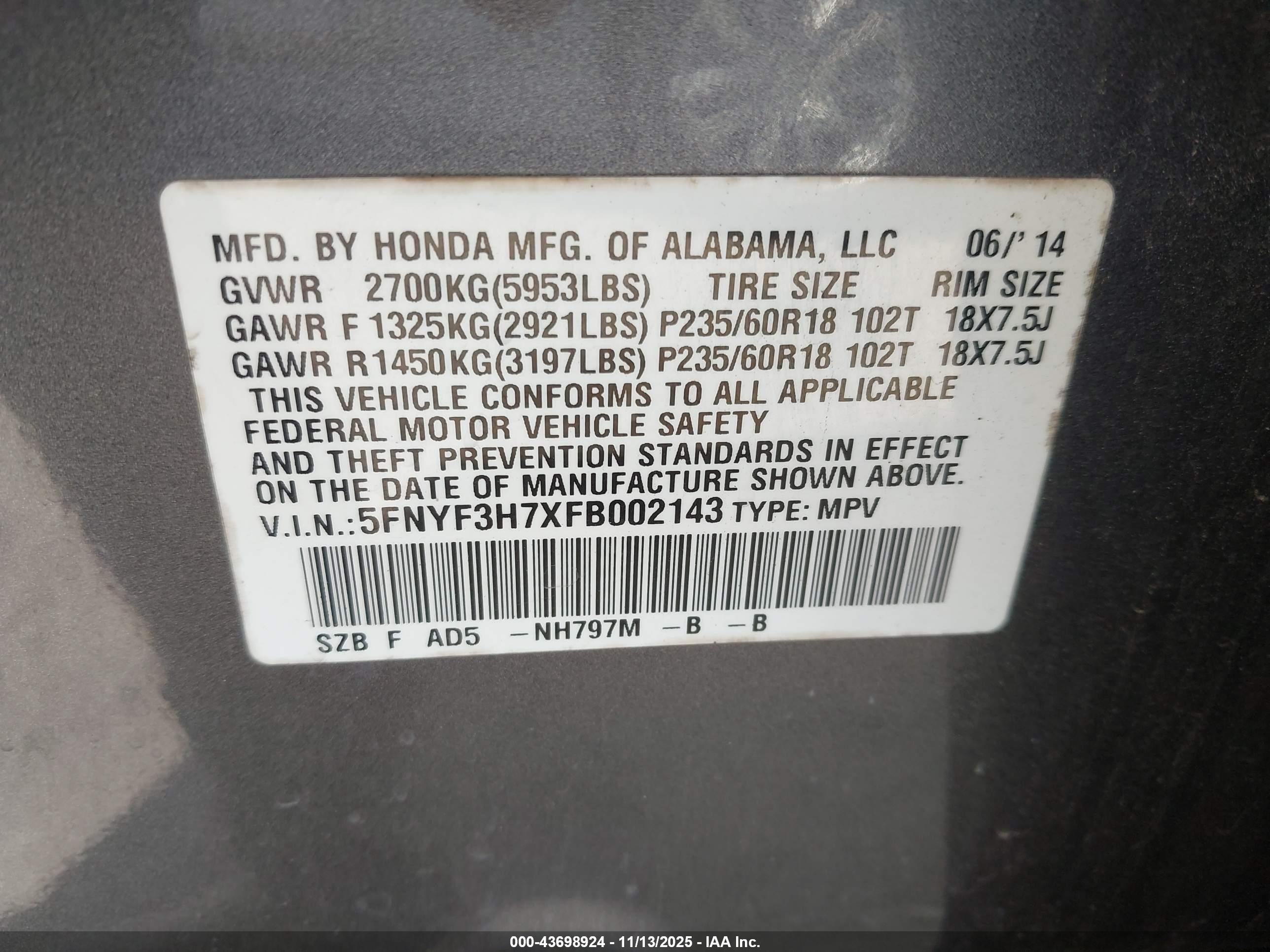 HONDA PILOT image 9