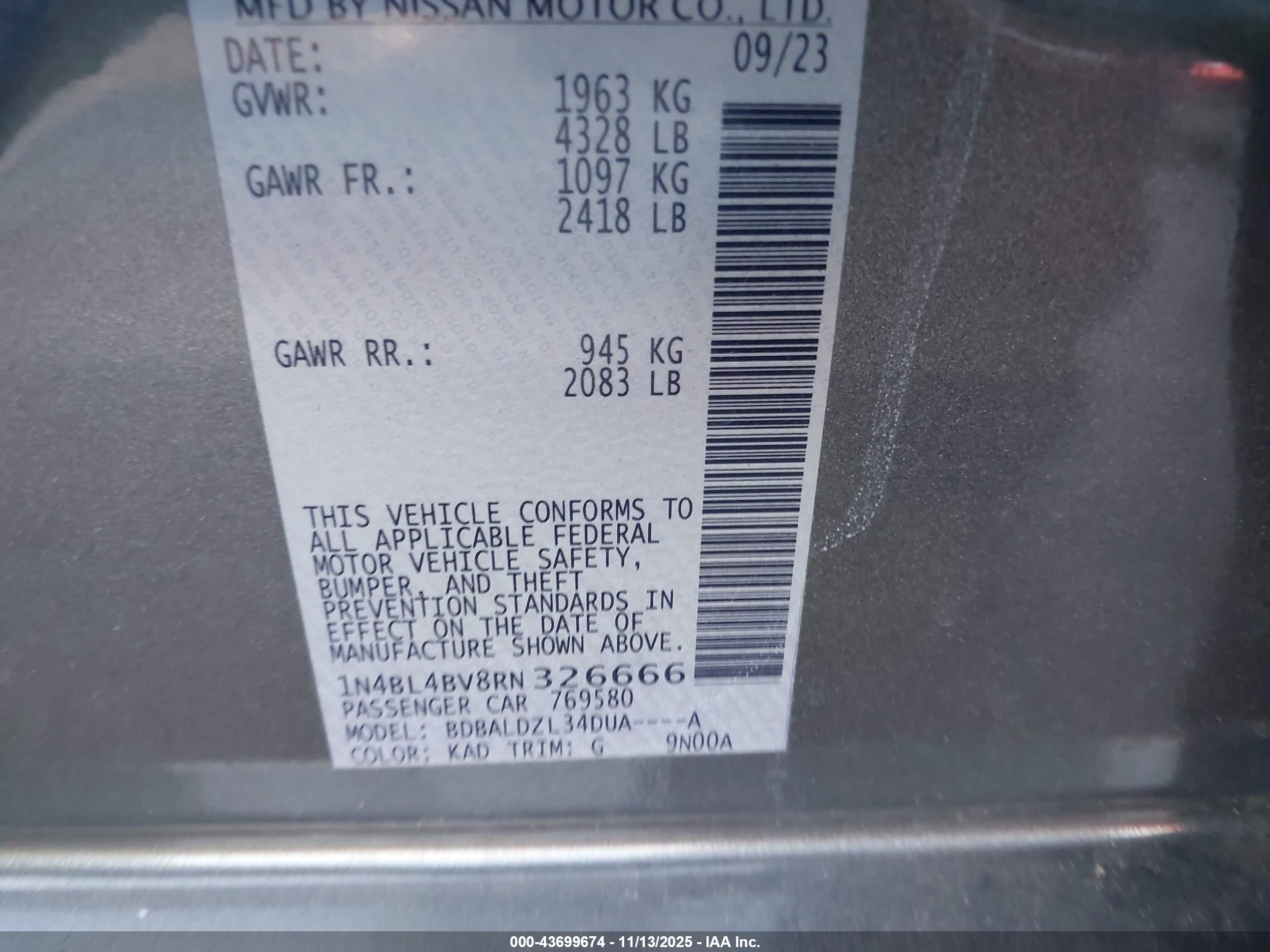 NISSAN ALTIMA image 9