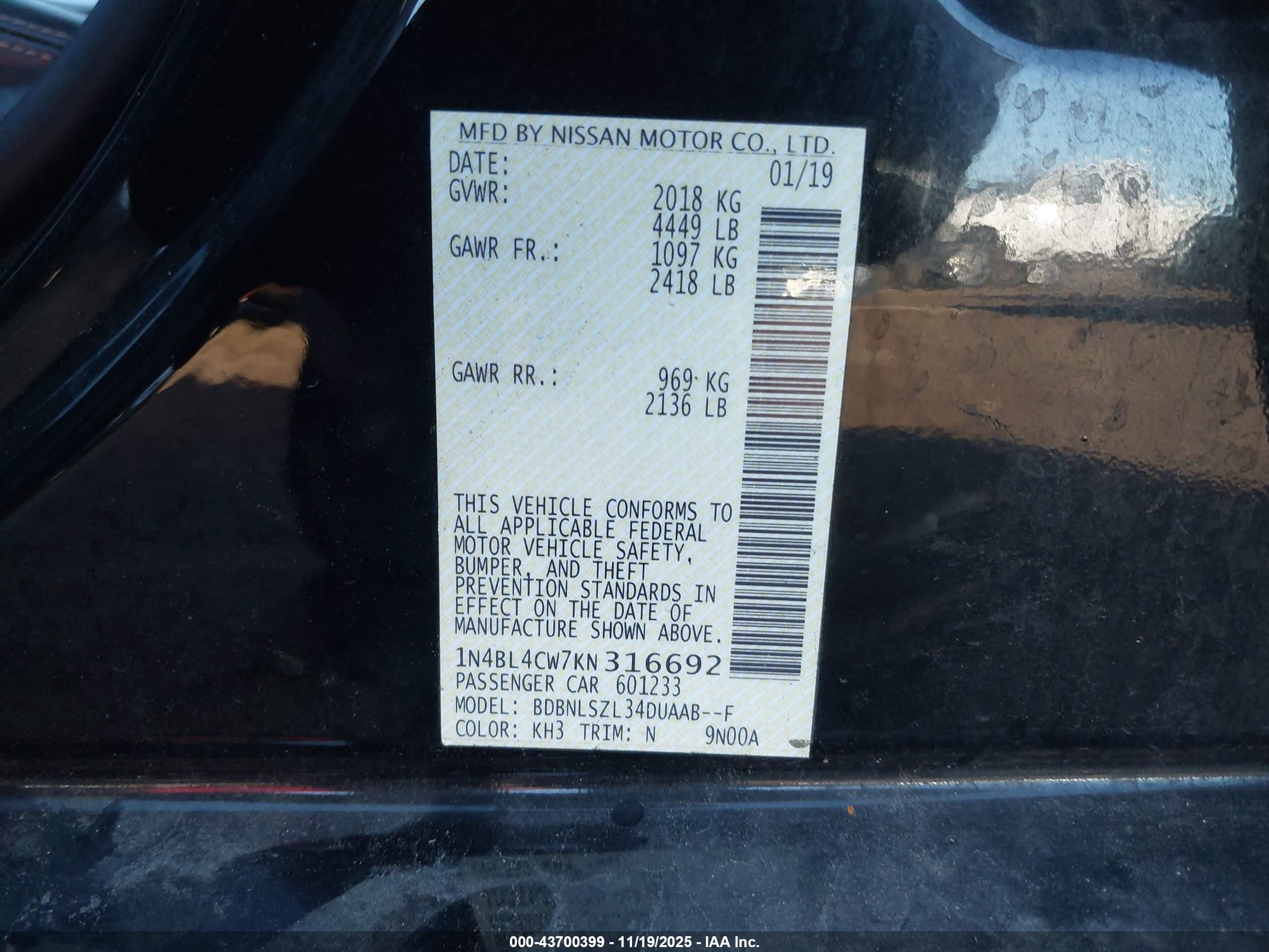 NISSAN ALTIMA image 9
