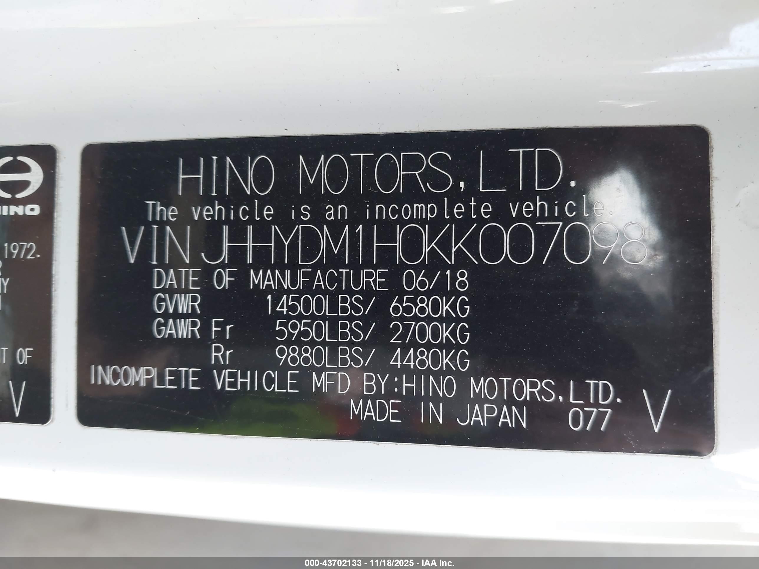 HINO XJC720/XFC720 image 9