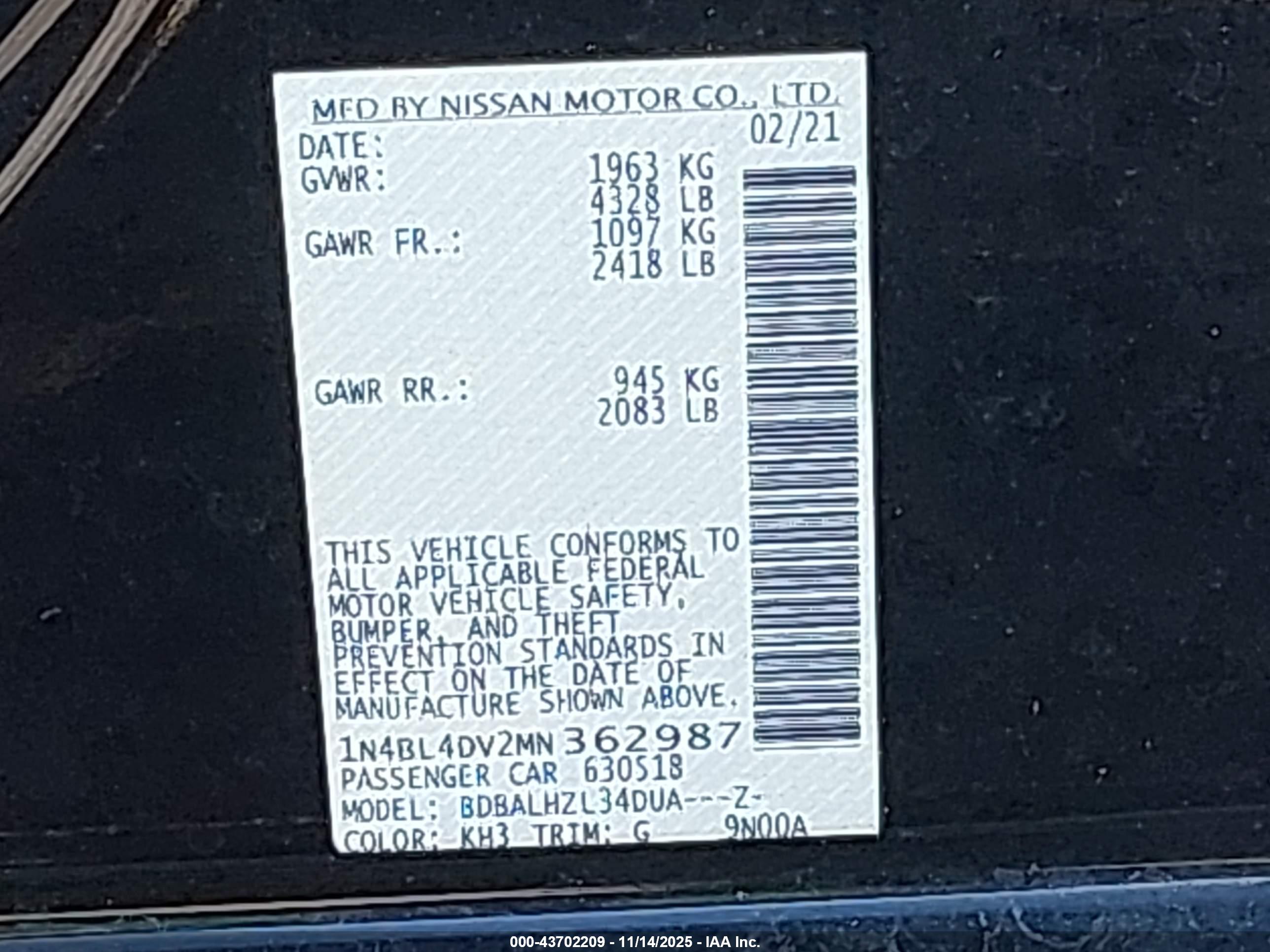 NISSAN ALTIMA image 9