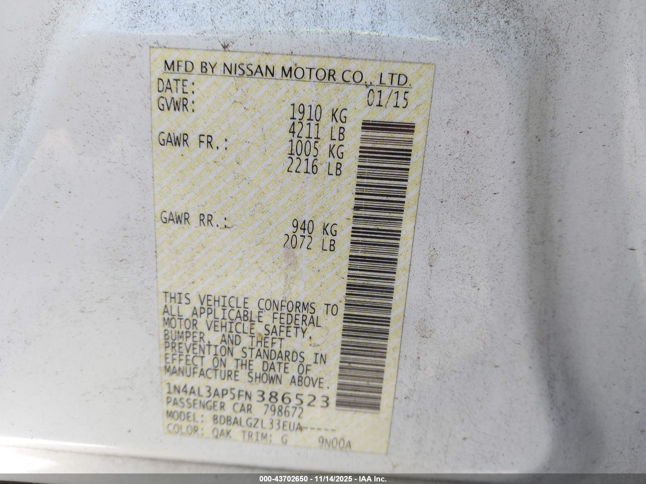 NISSAN ALTIMA image 9
