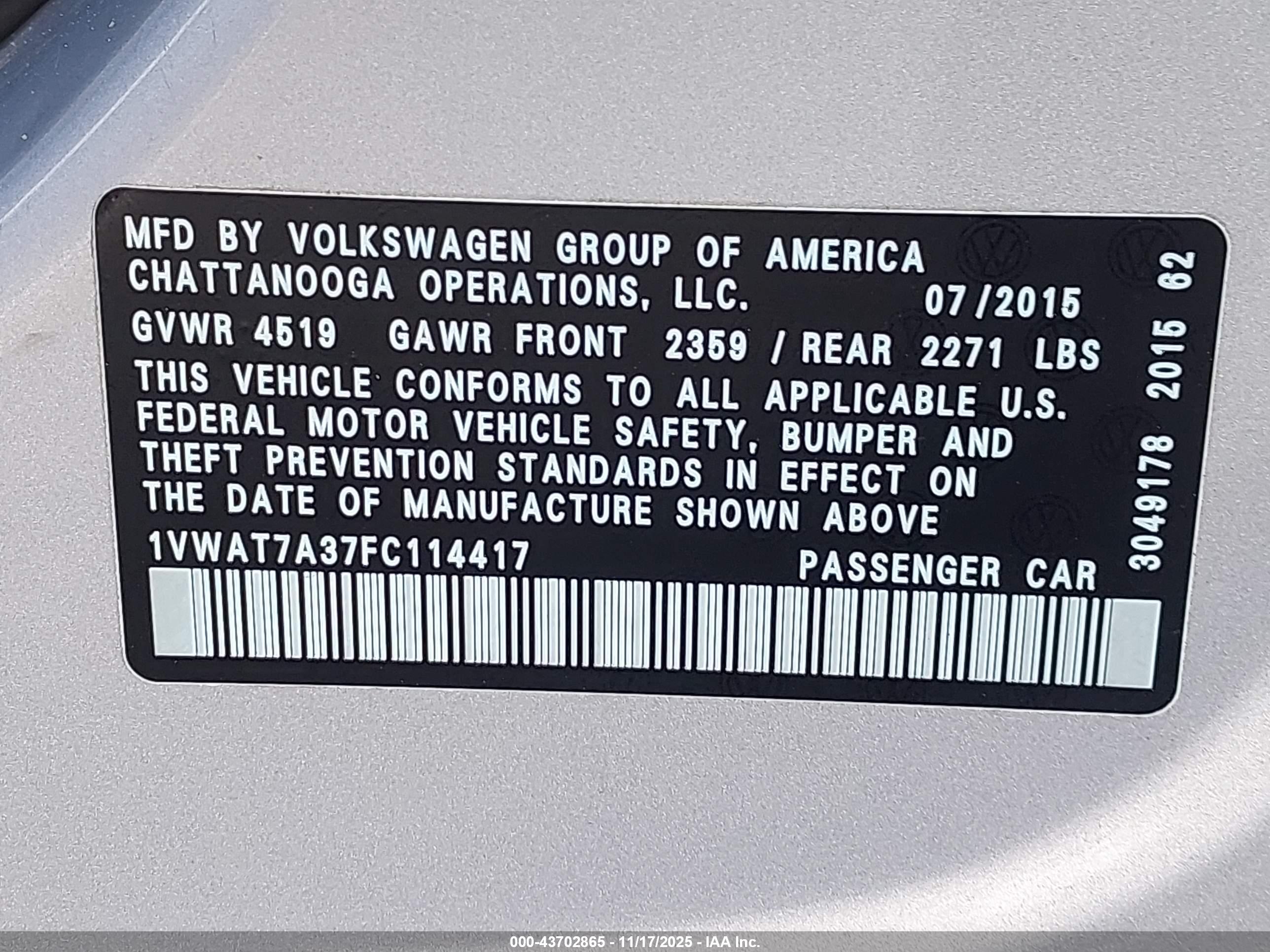 VOLKSWAGEN PASSAT image 9