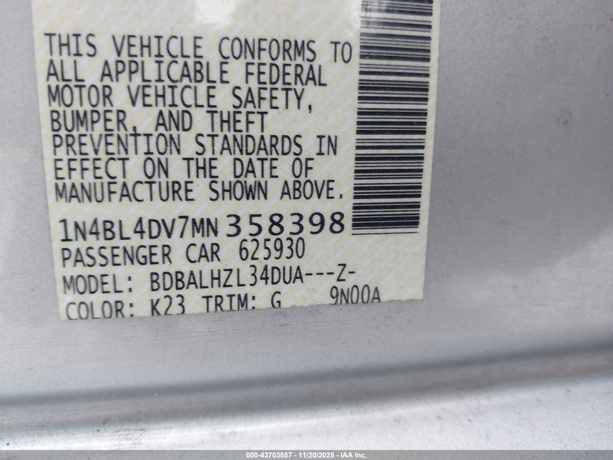 NISSAN ALTIMA image 9