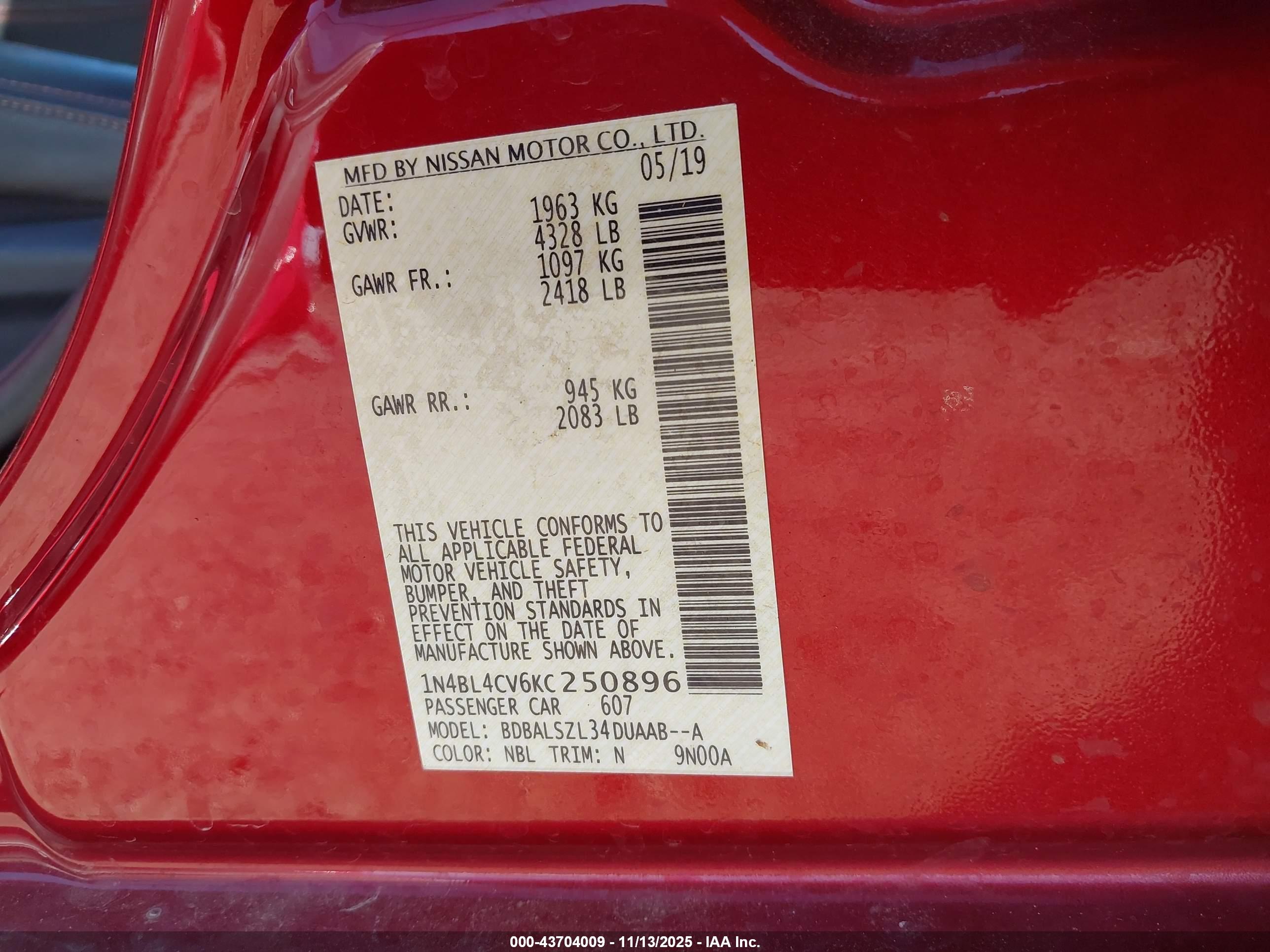 NISSAN ALTIMA image 9