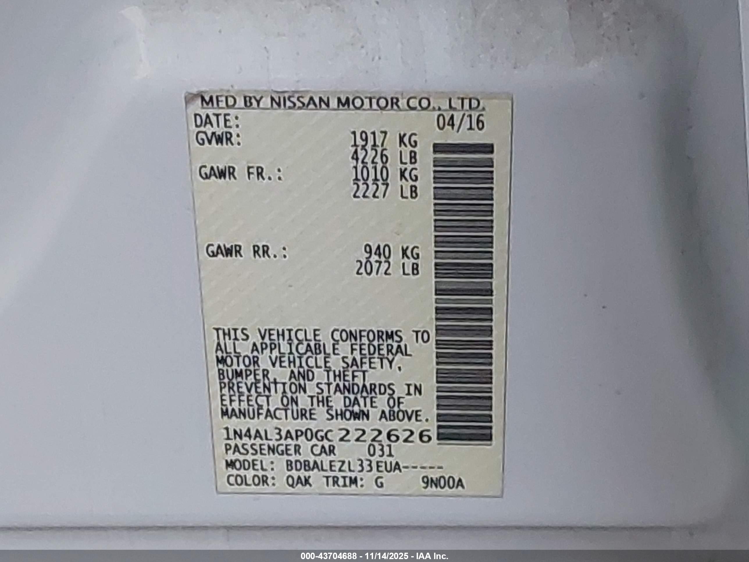 NISSAN ALTIMA image 9