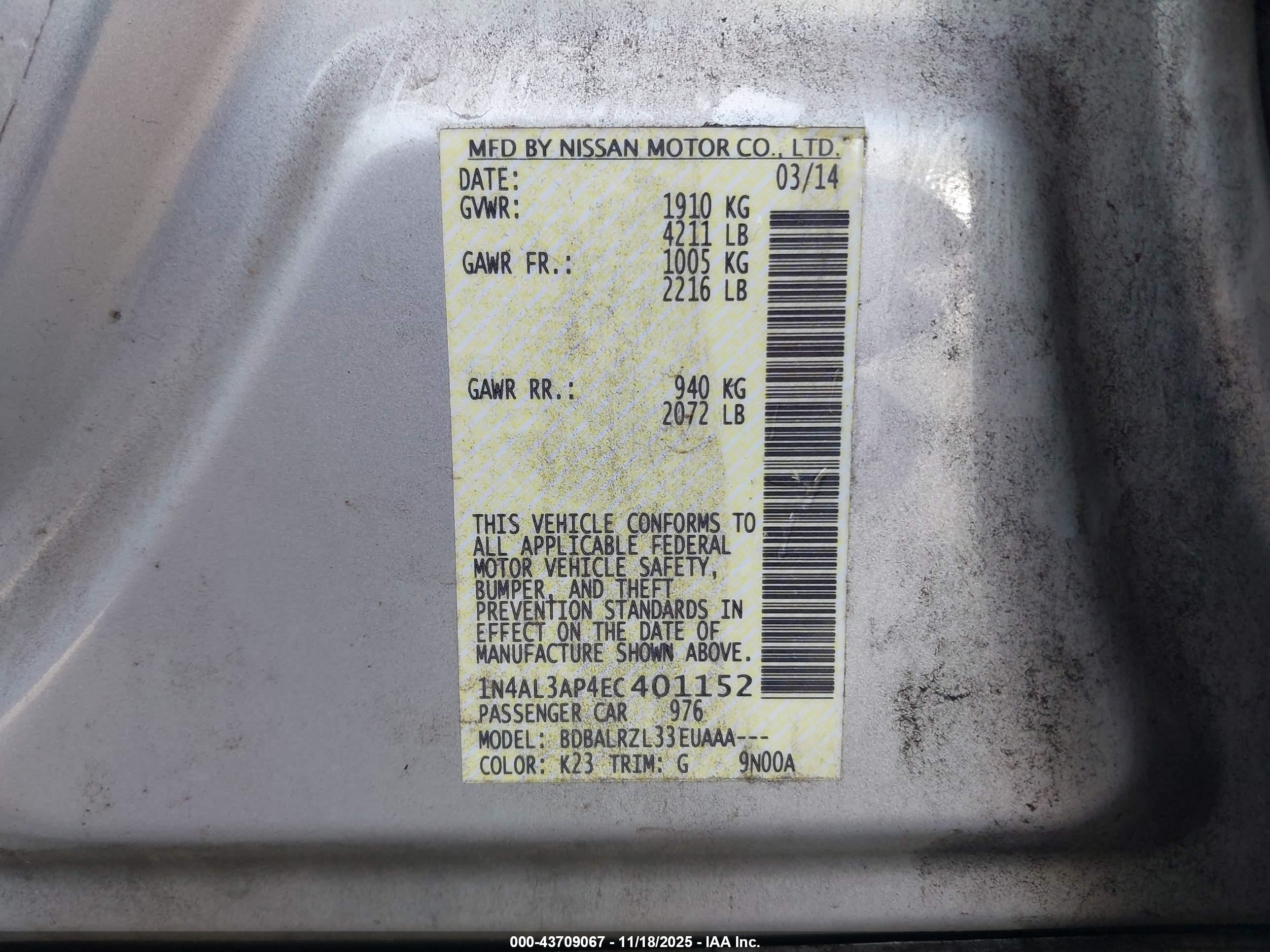 NISSAN ALTIMA image 9