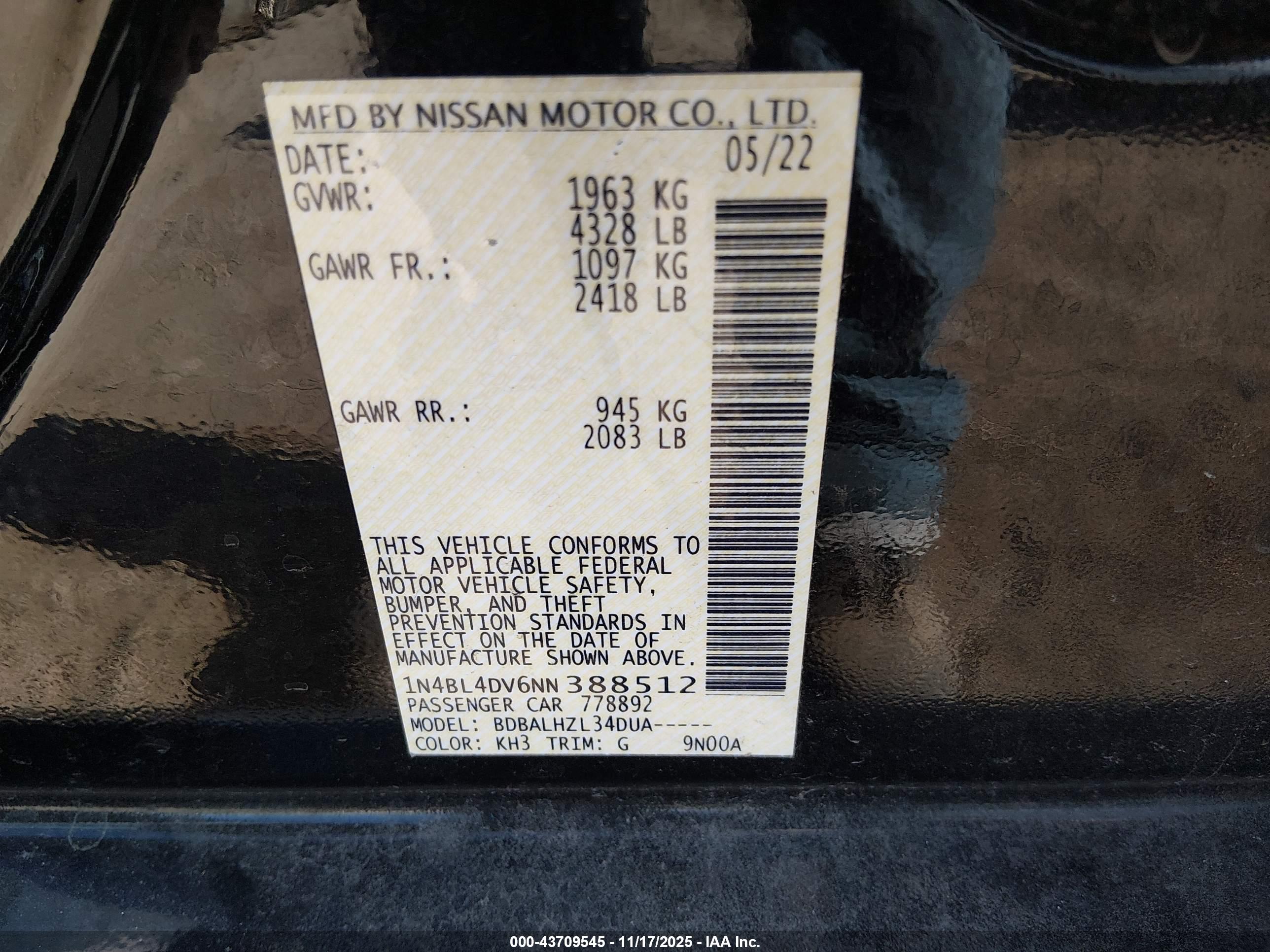 NISSAN ALTIMA image 9