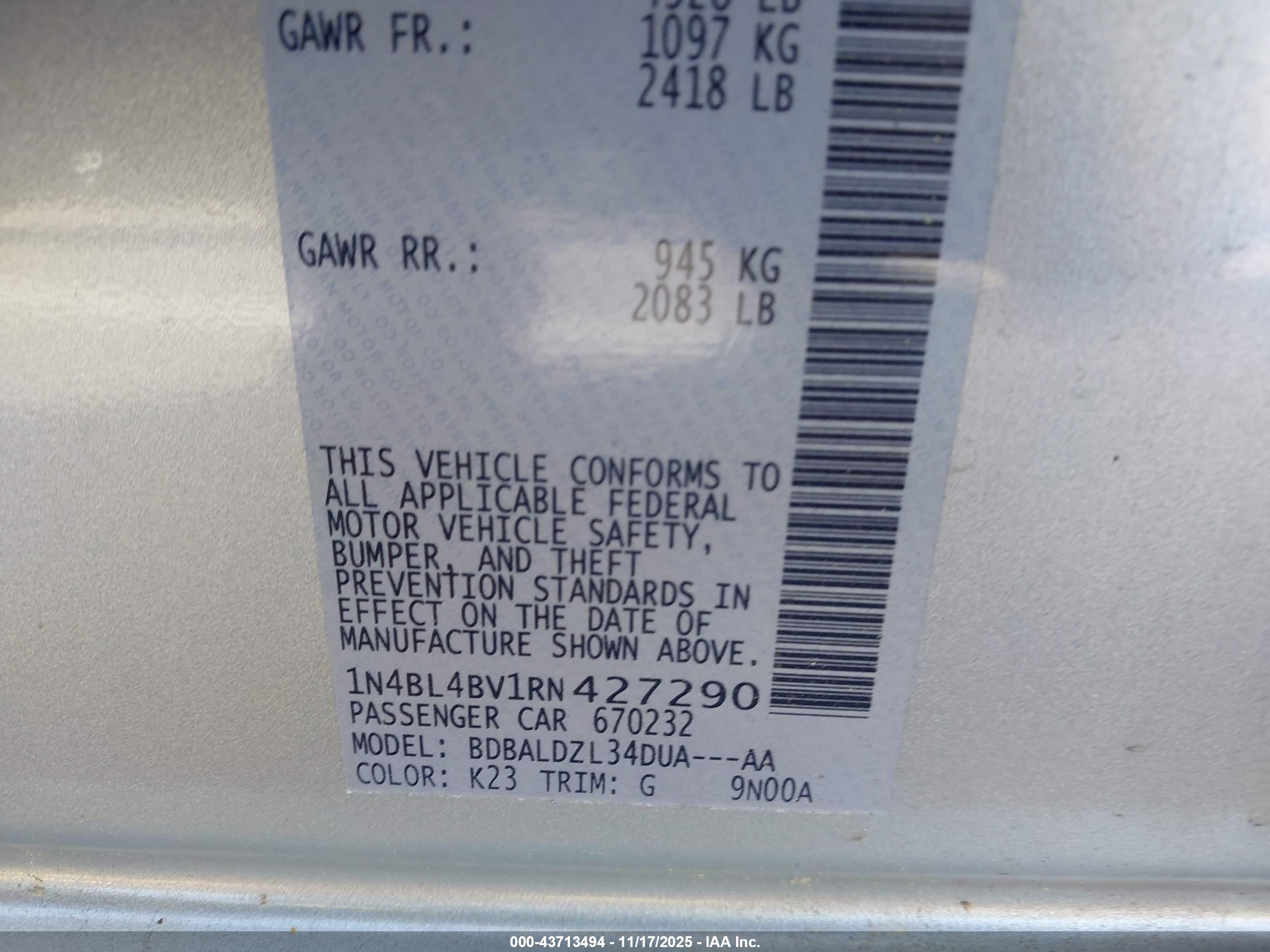 NISSAN ALTIMA image 9
