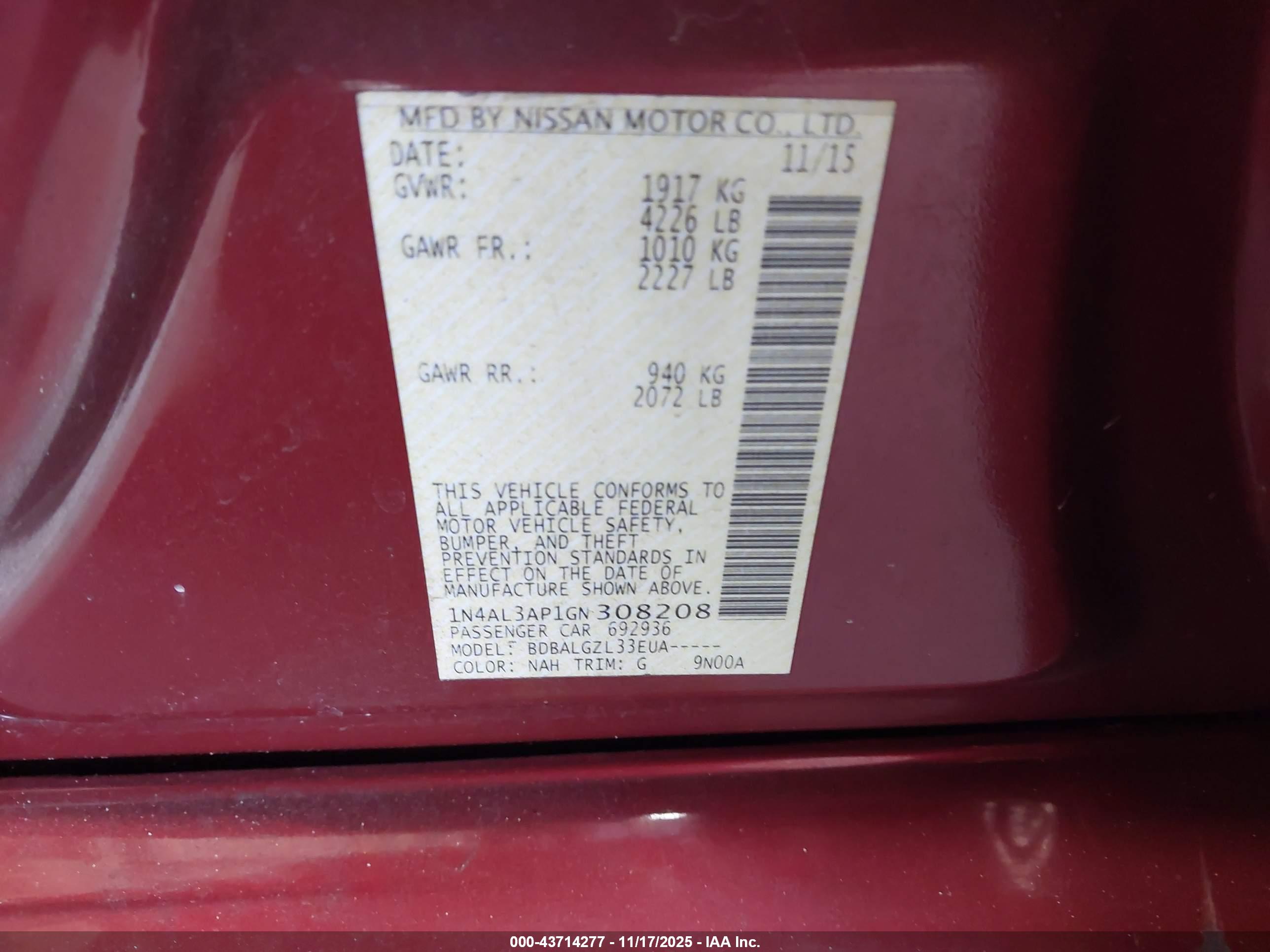 NISSAN ALTIMA image 9