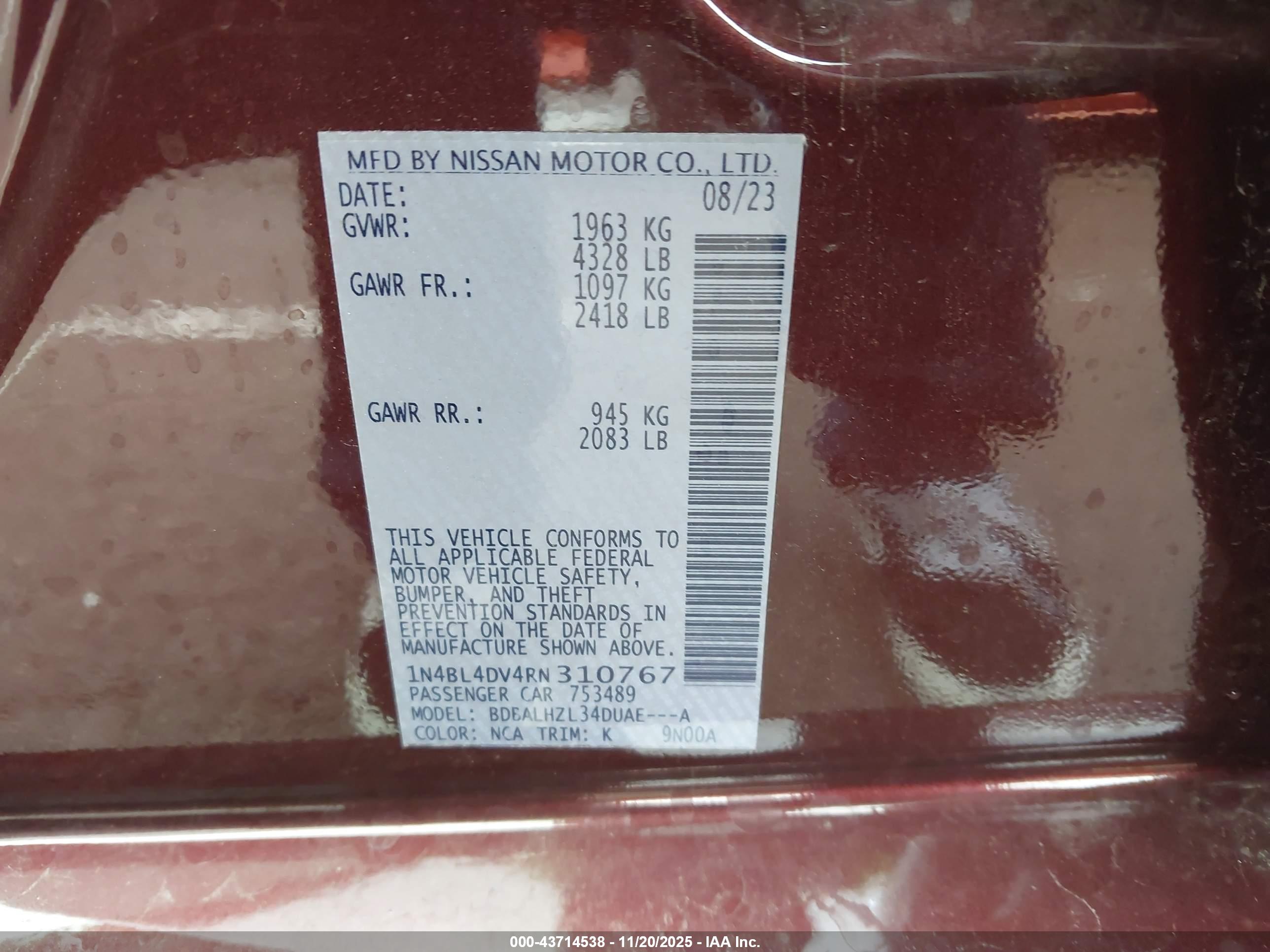 NISSAN ALTIMA image 9