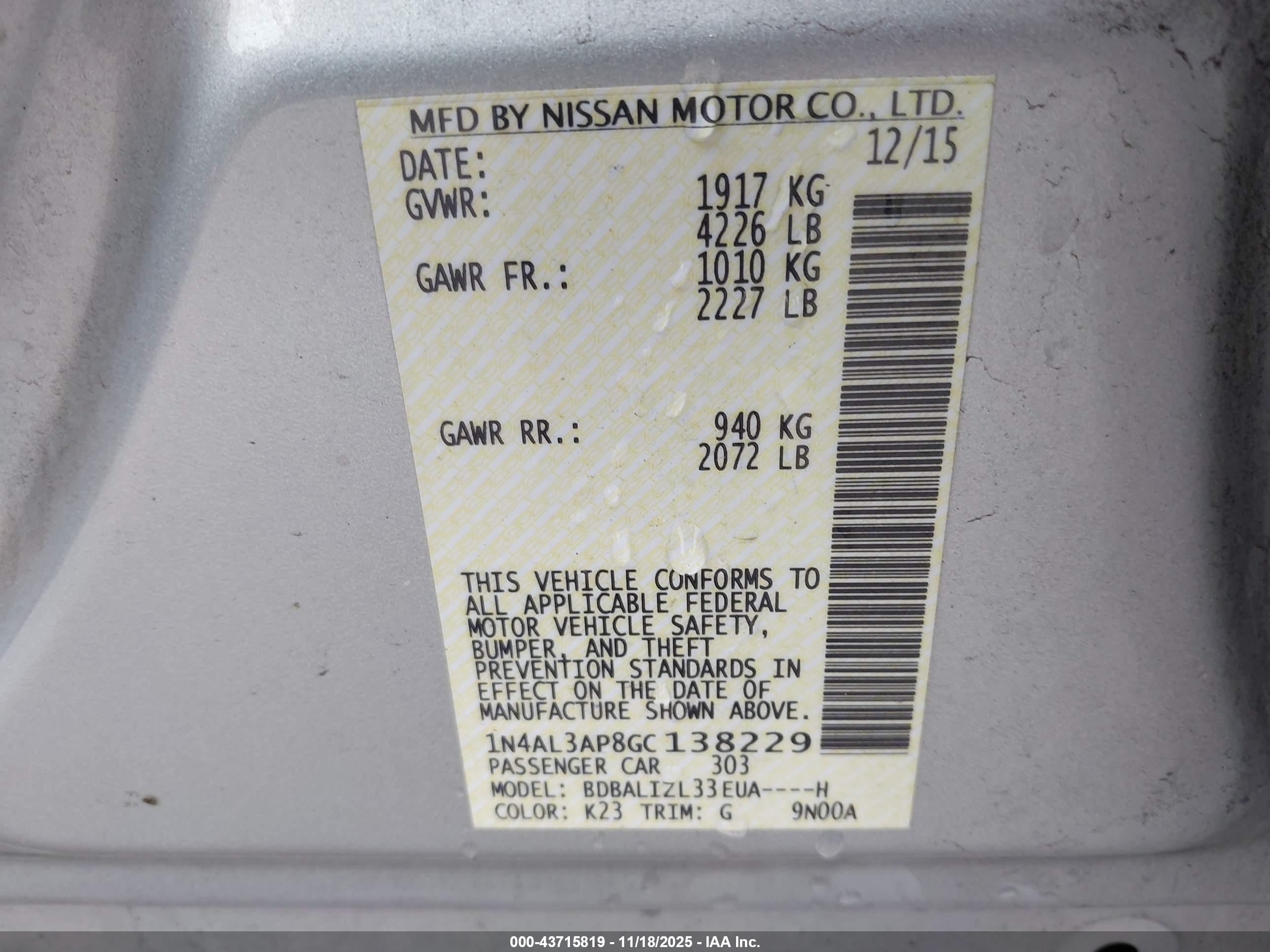 NISSAN ALTIMA image 9