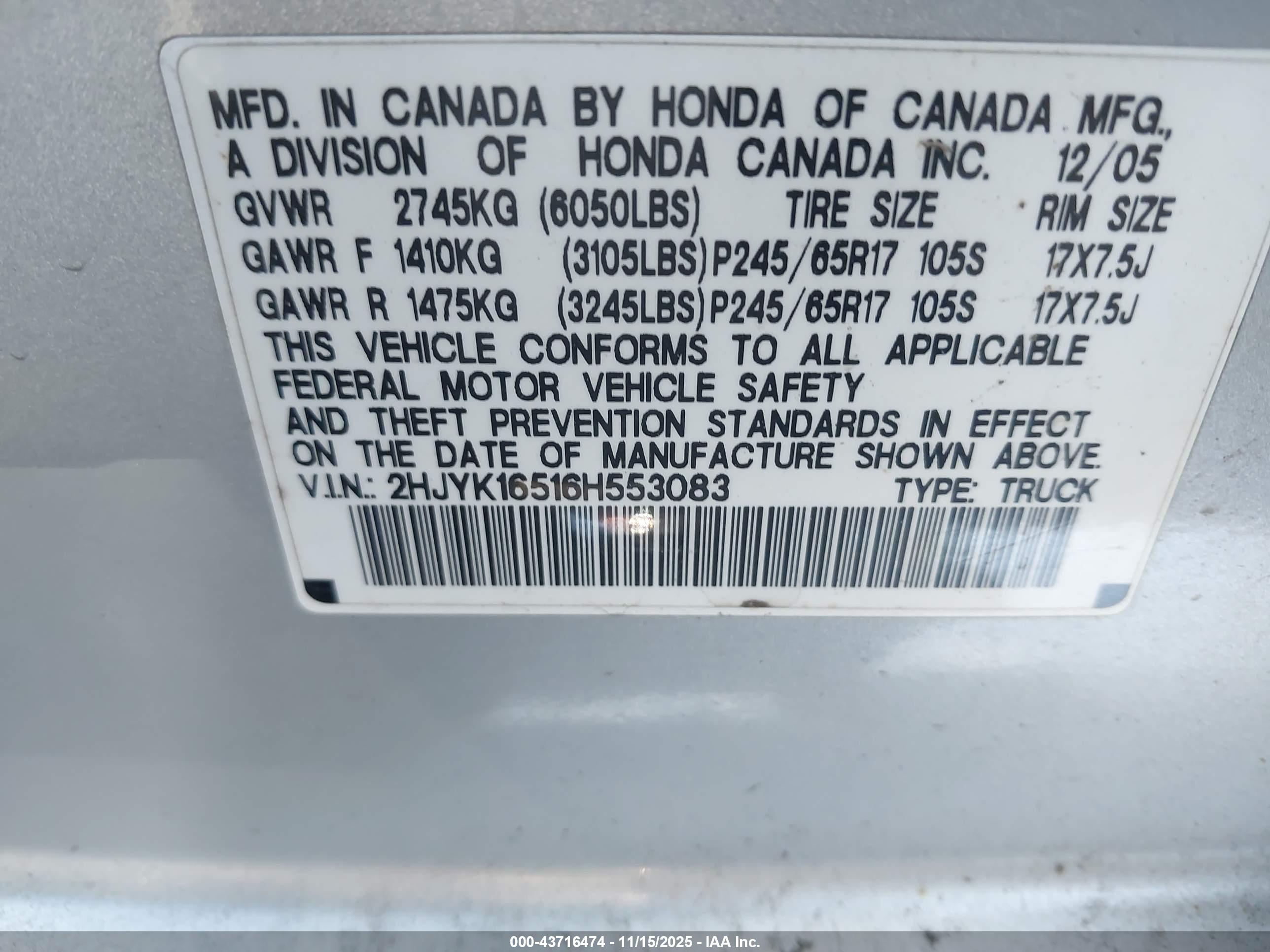HONDA RIDGELINE image 9