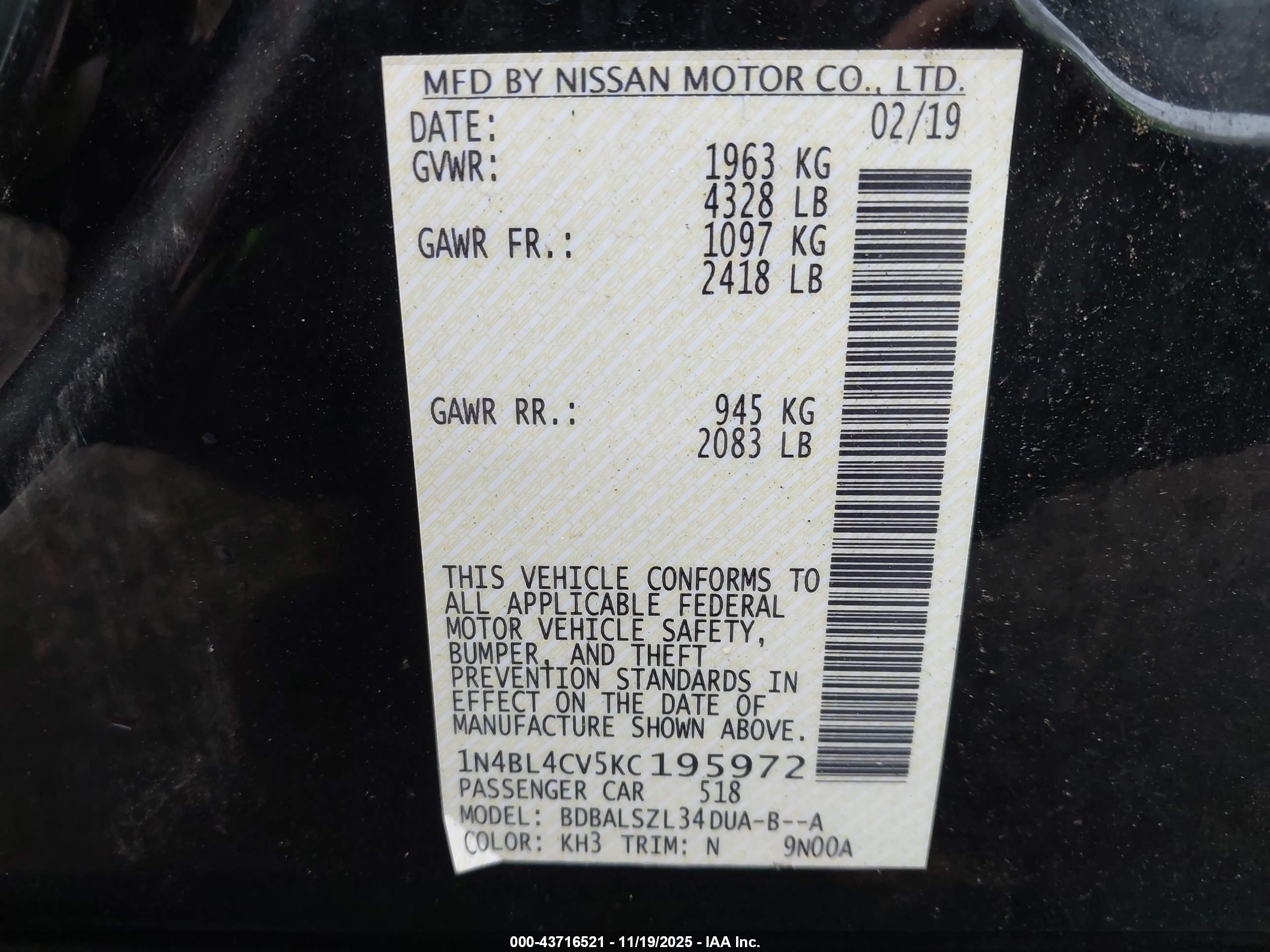NISSAN ALTIMA image 9