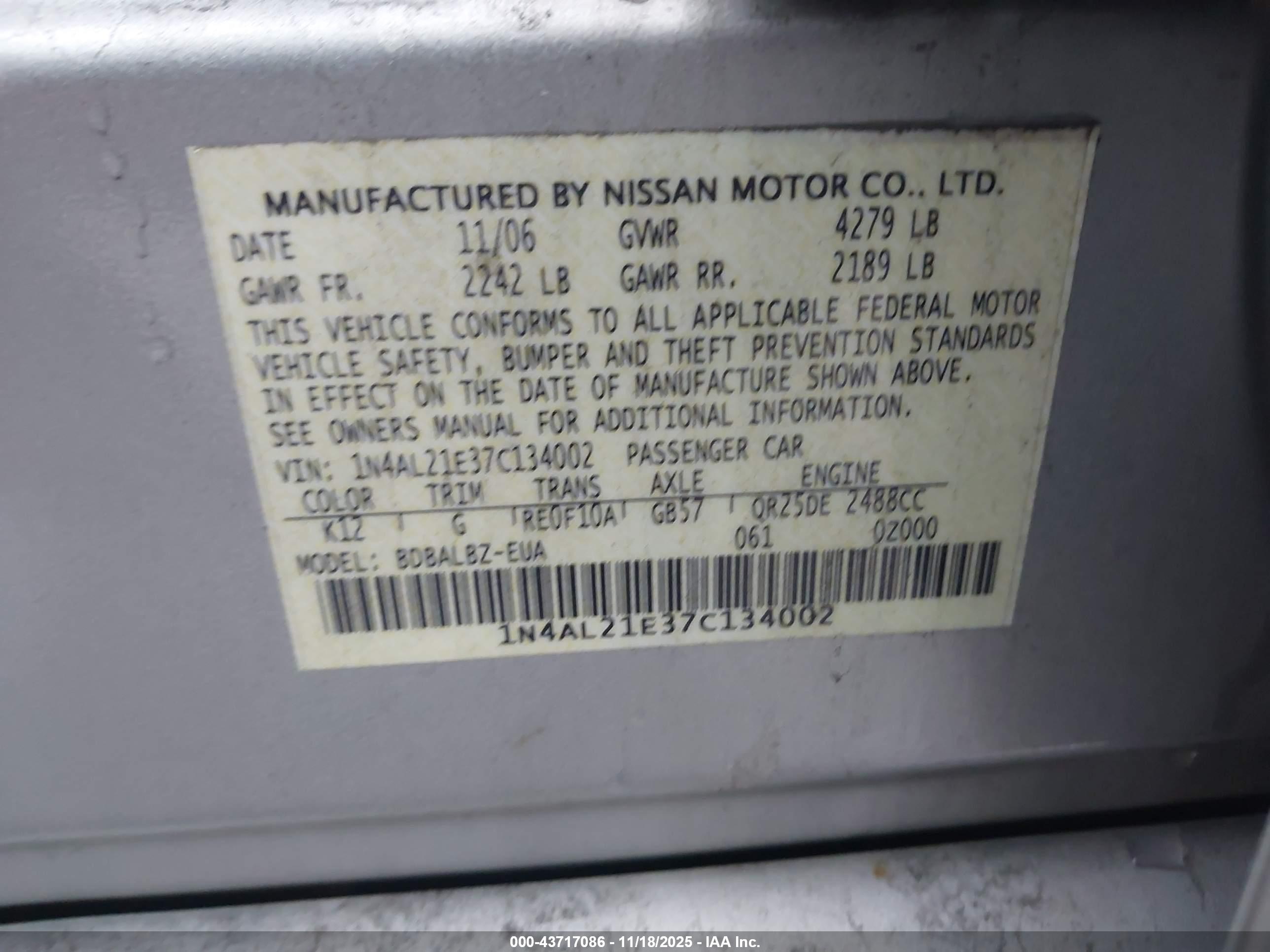 NISSAN ALTIMA image 9