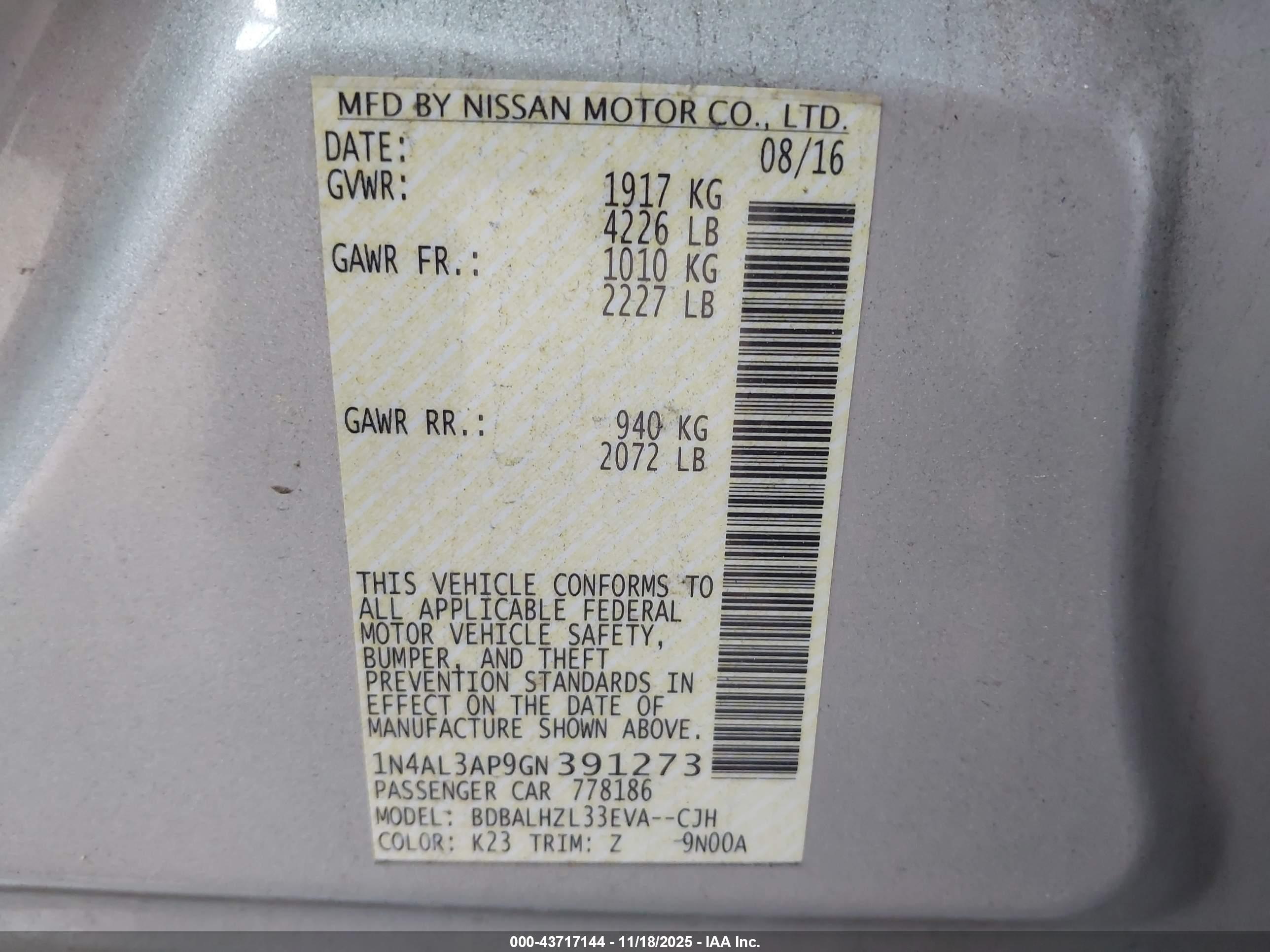NISSAN ALTIMA image 9