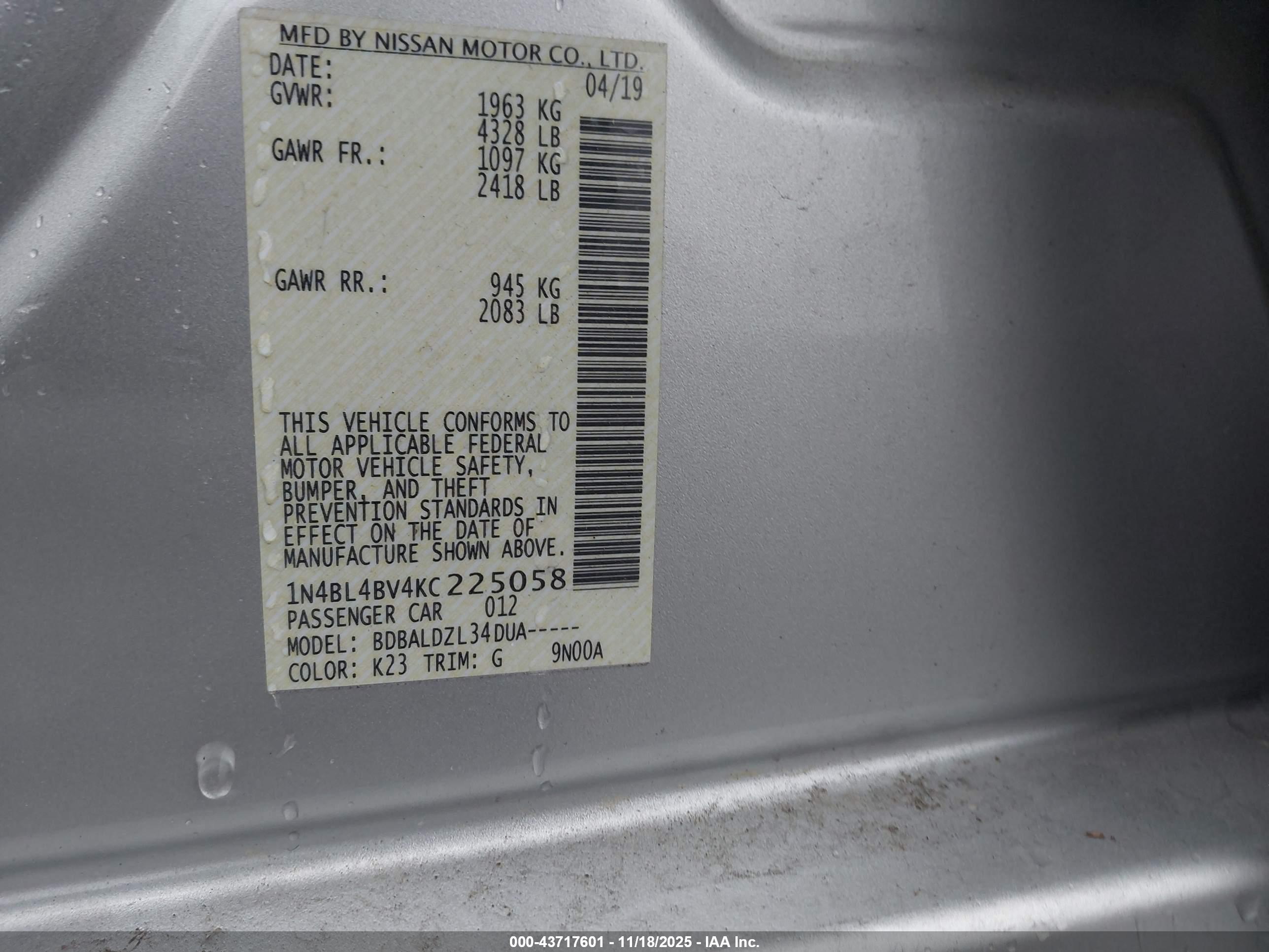 NISSAN ALTIMA image 9