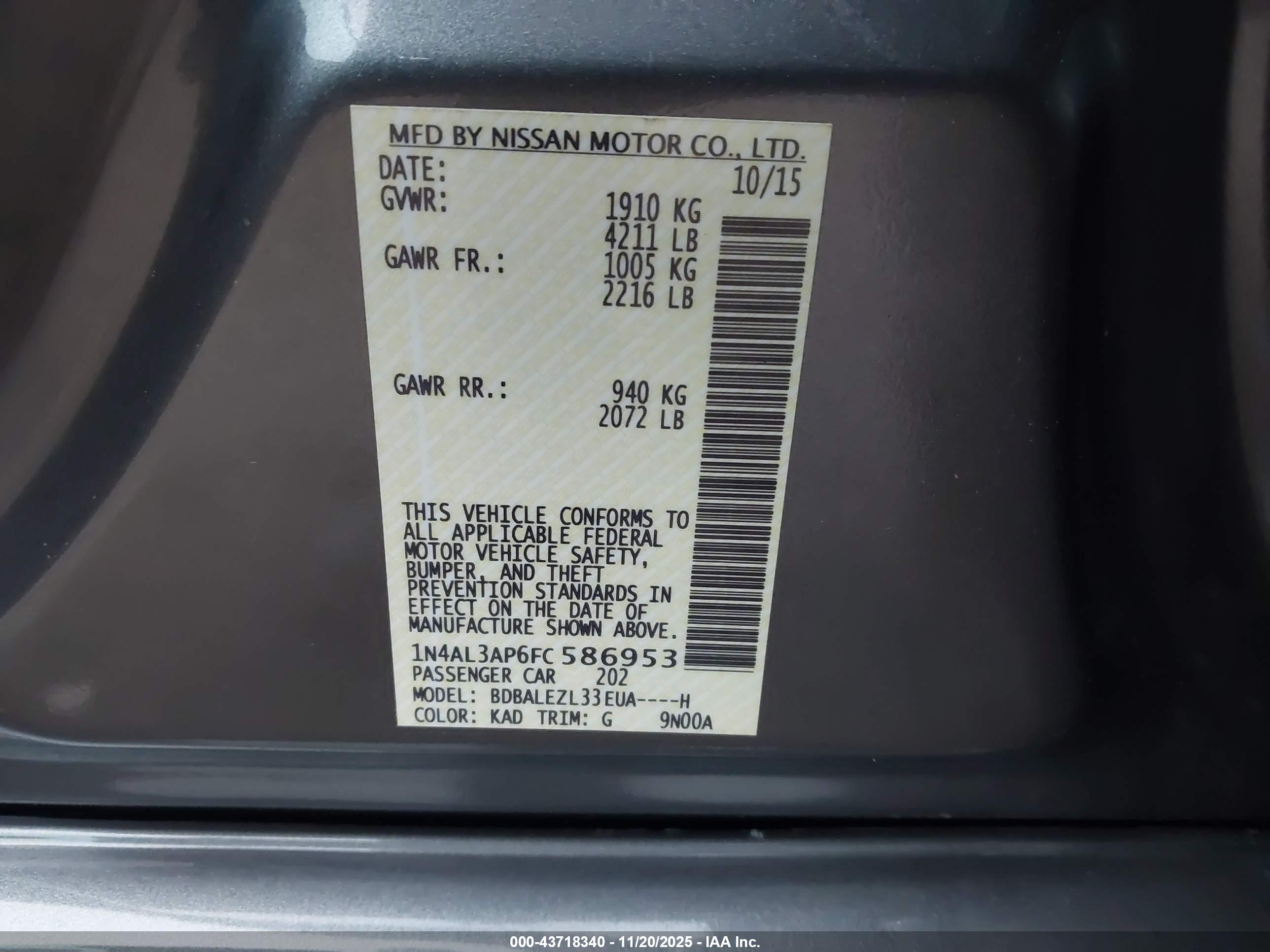 NISSAN ALTIMA image 9