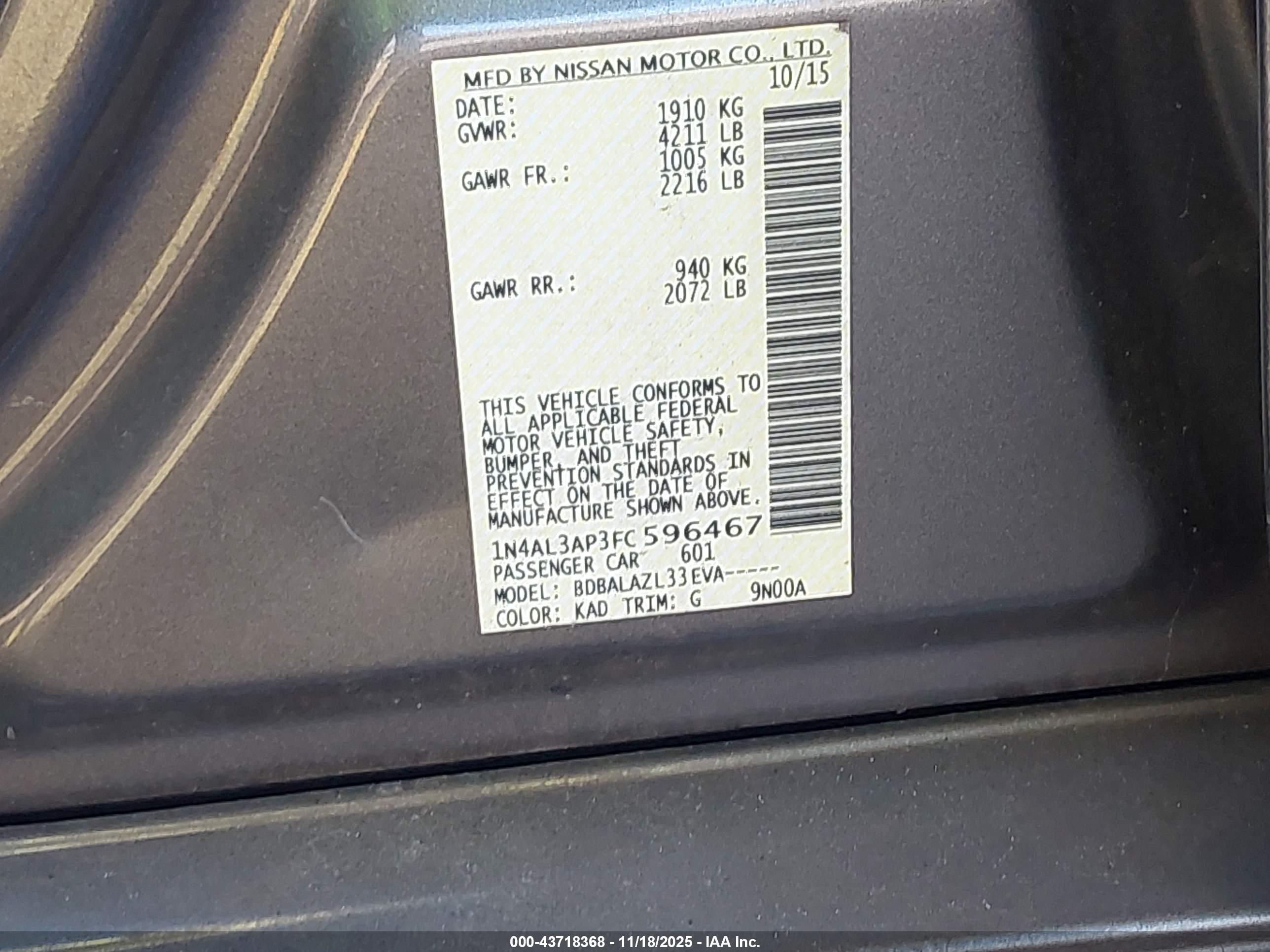 NISSAN ALTIMA image 9