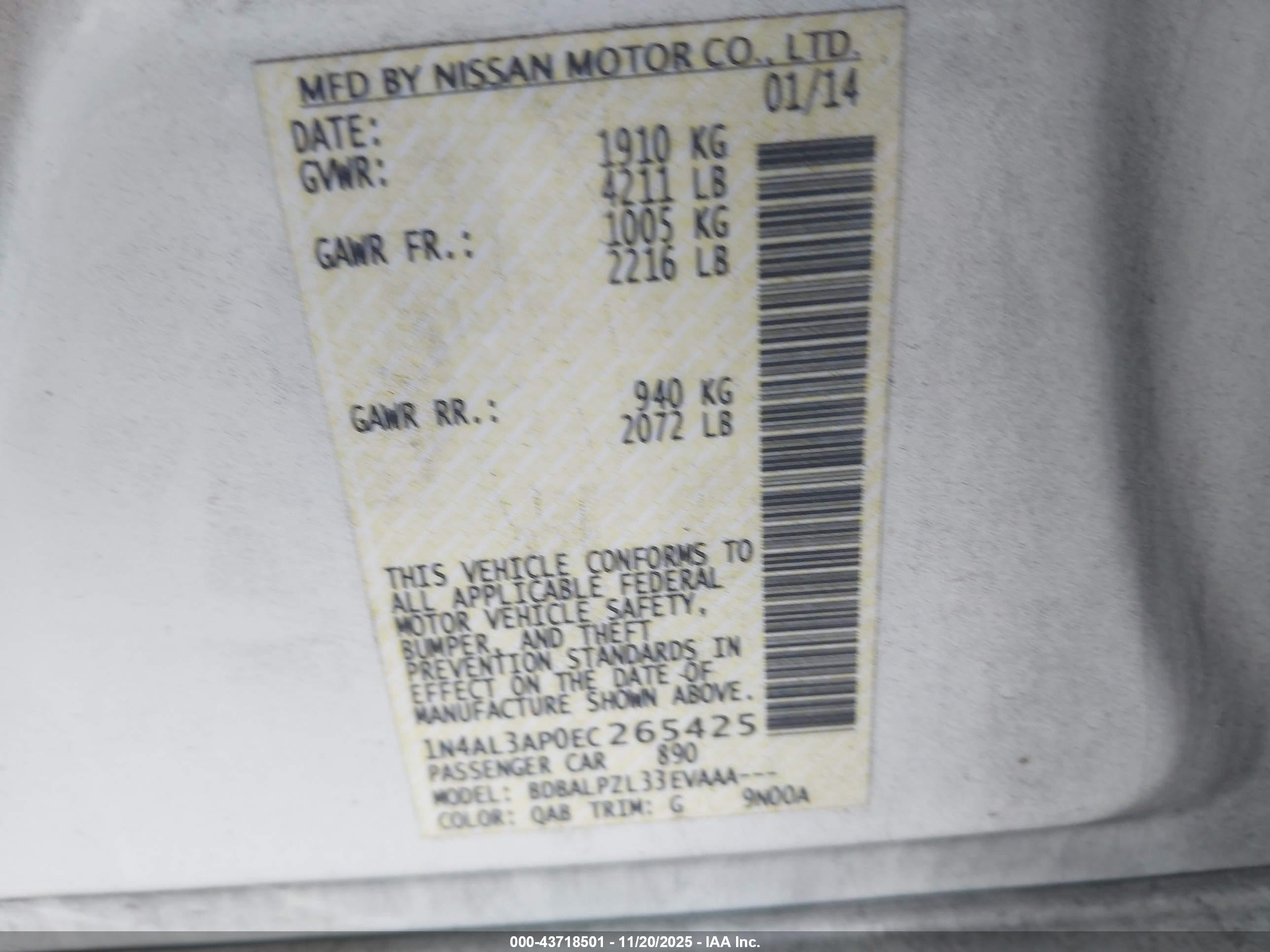 NISSAN ALTIMA image 9