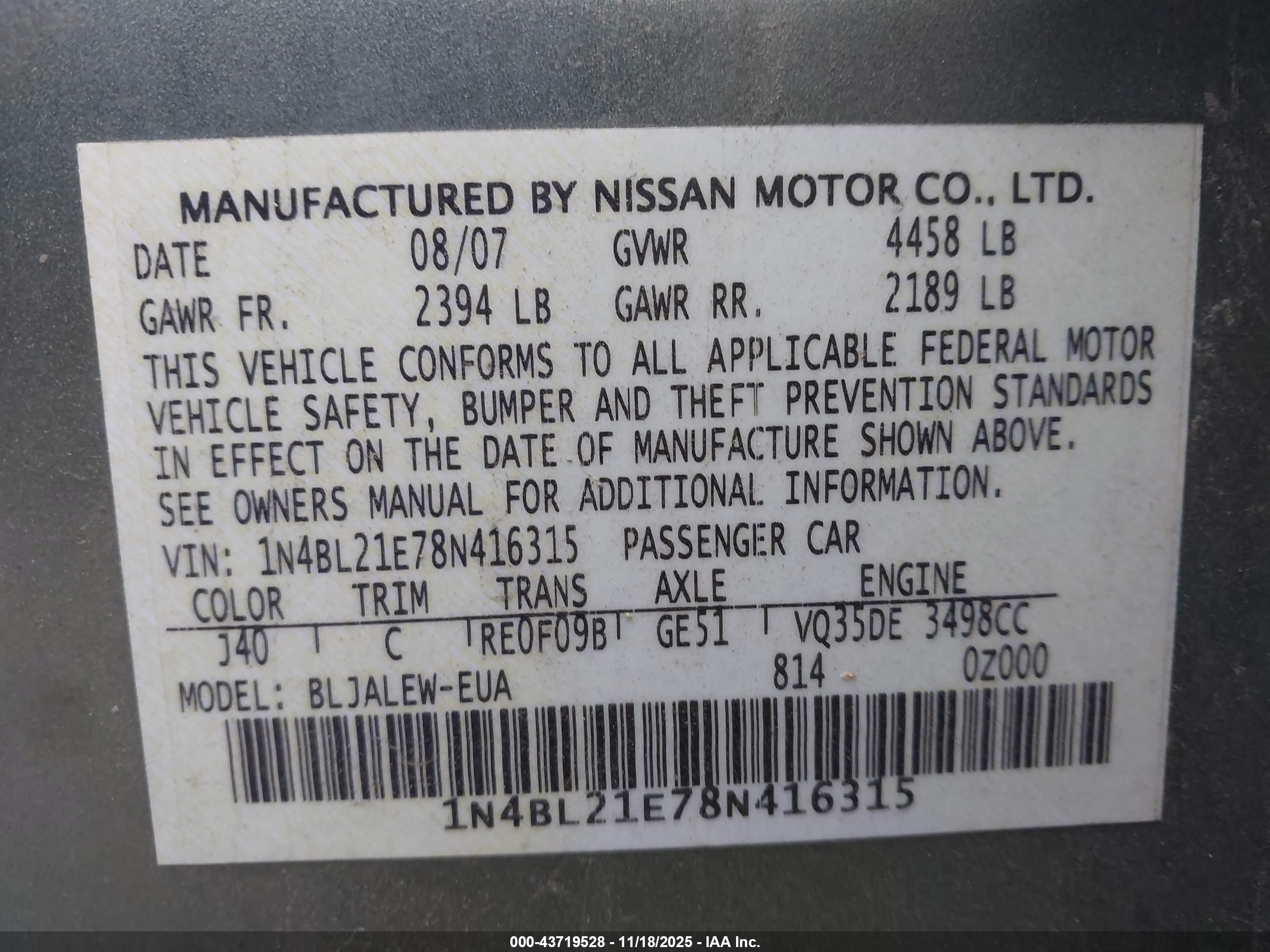 NISSAN ALTIMA image 9