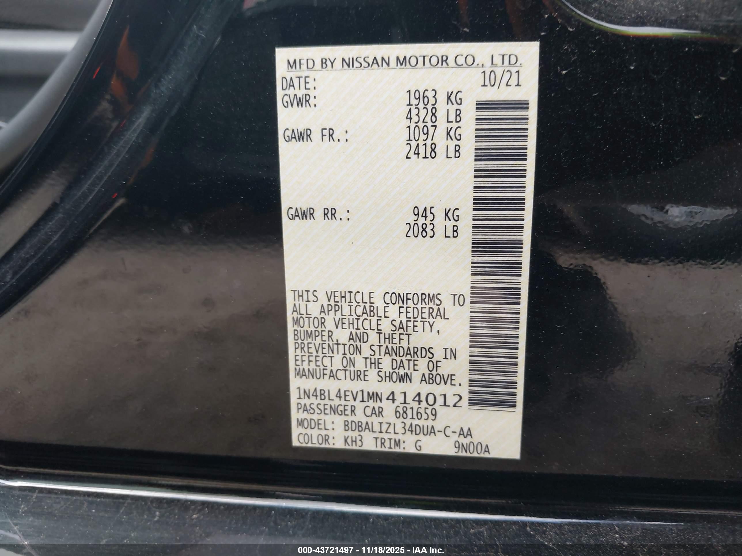 NISSAN ALTIMA image 9