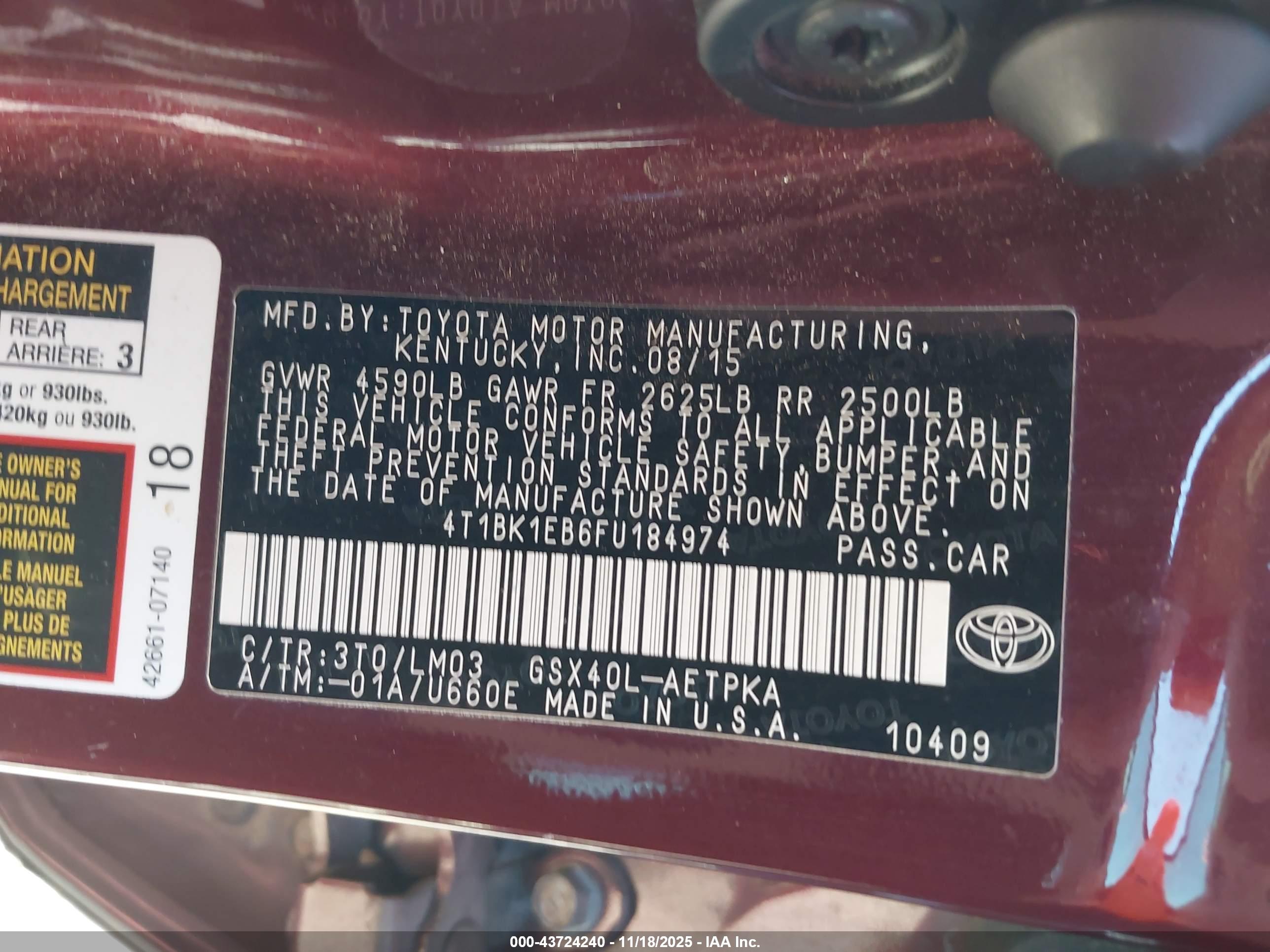 TOYOTA AVALON image 9