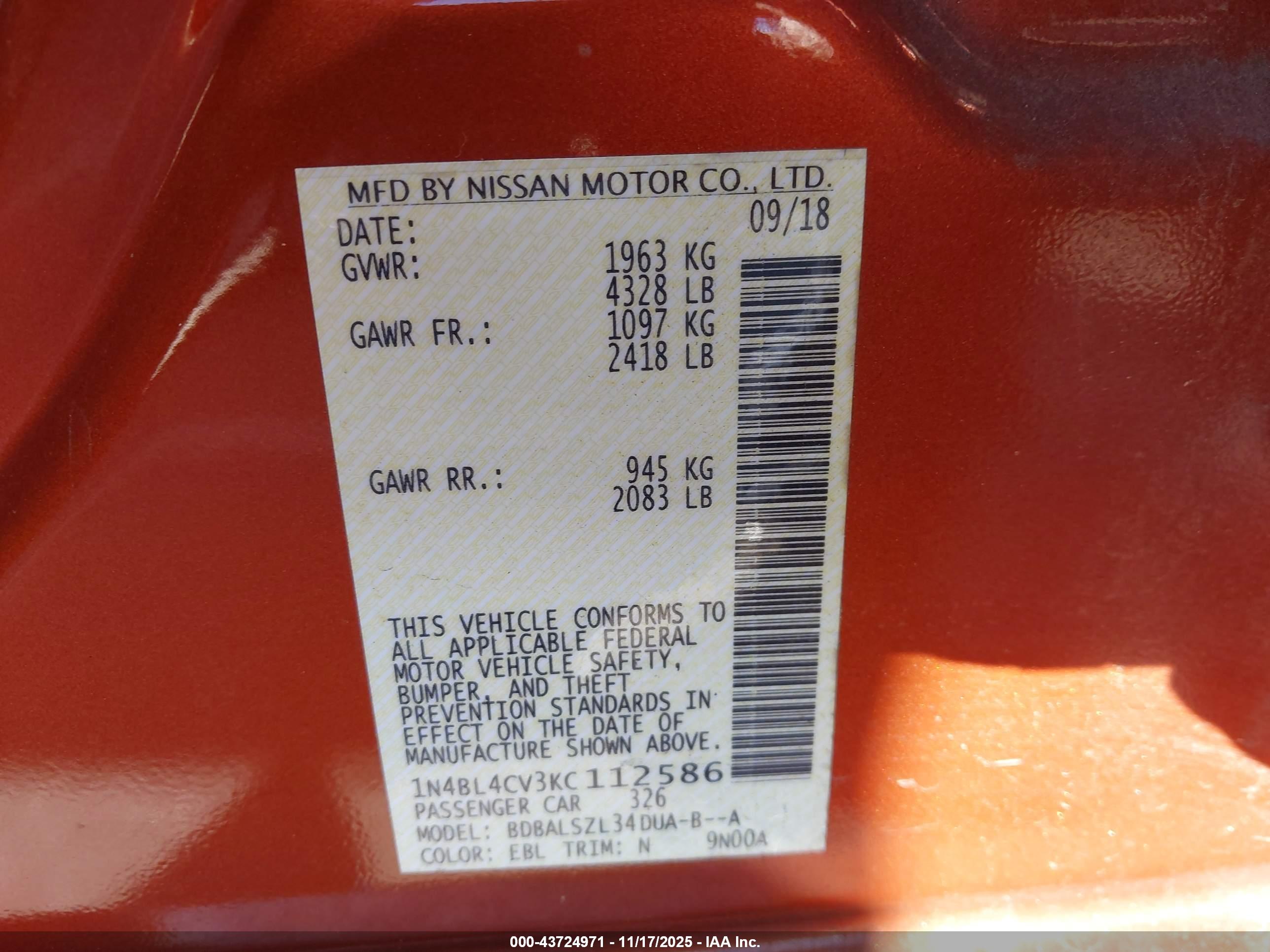 NISSAN ALTIMA image 9