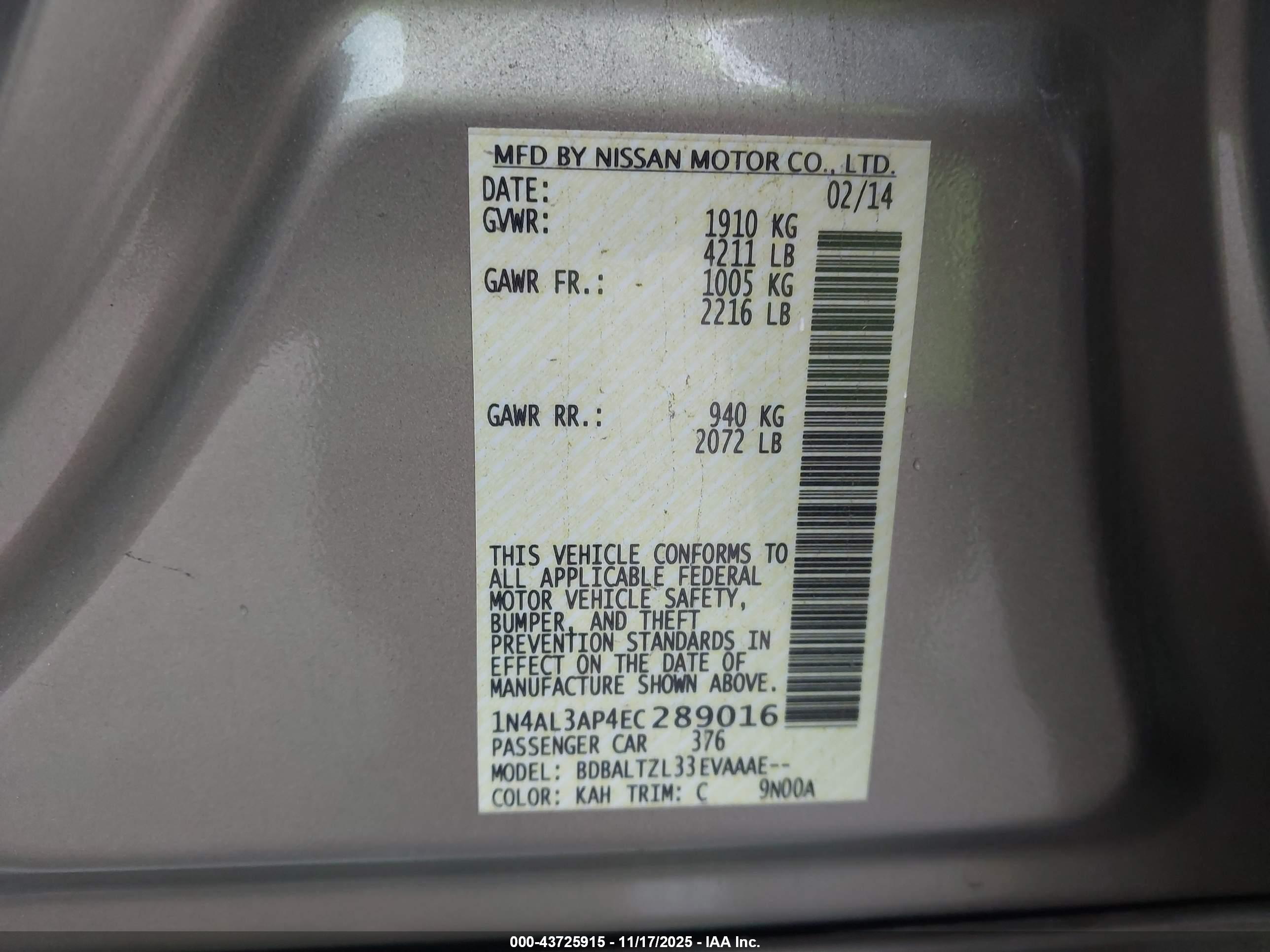 NISSAN ALTIMA image 9