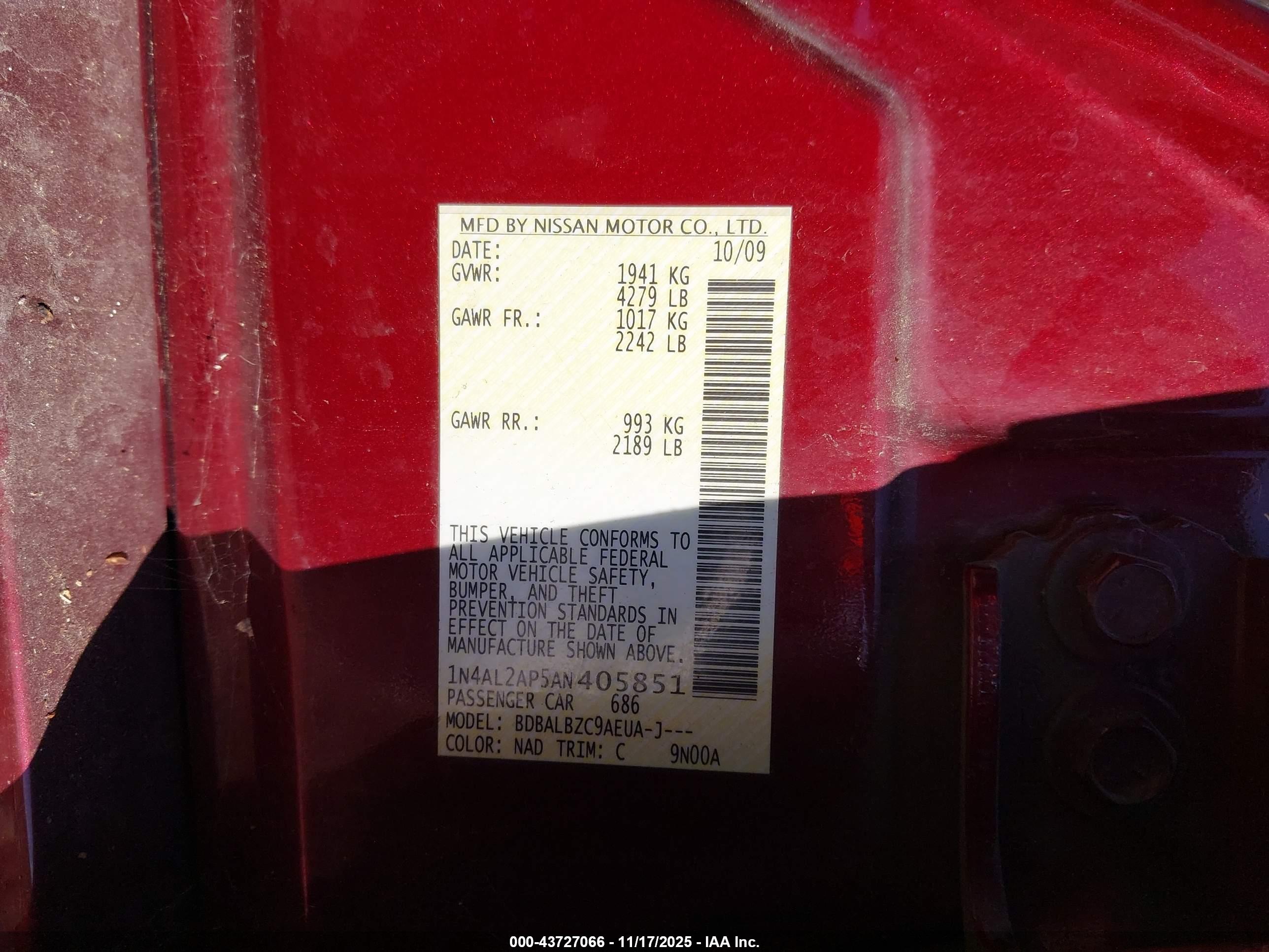 NISSAN ALTIMA image 9