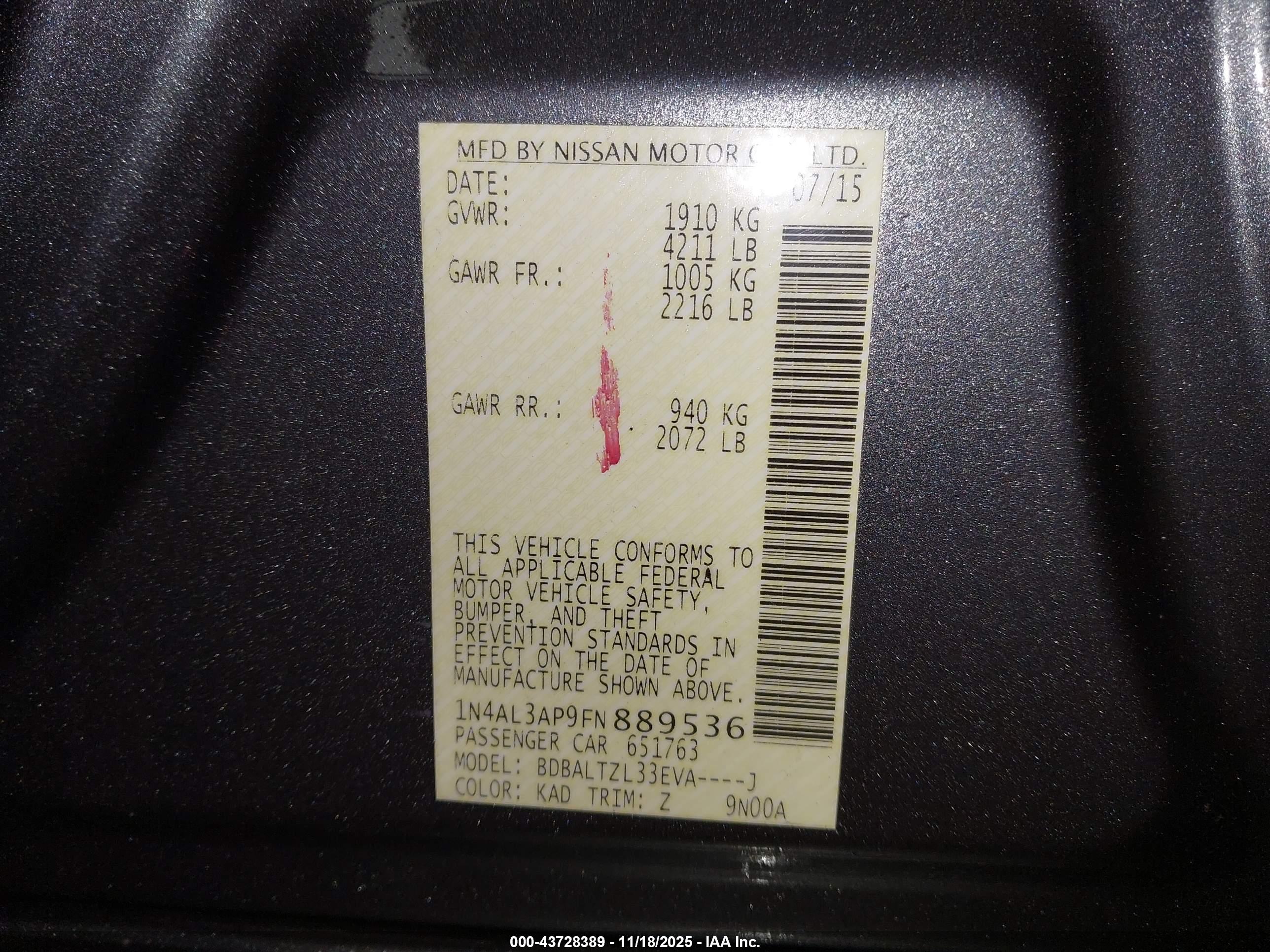 NISSAN ALTIMA image 9