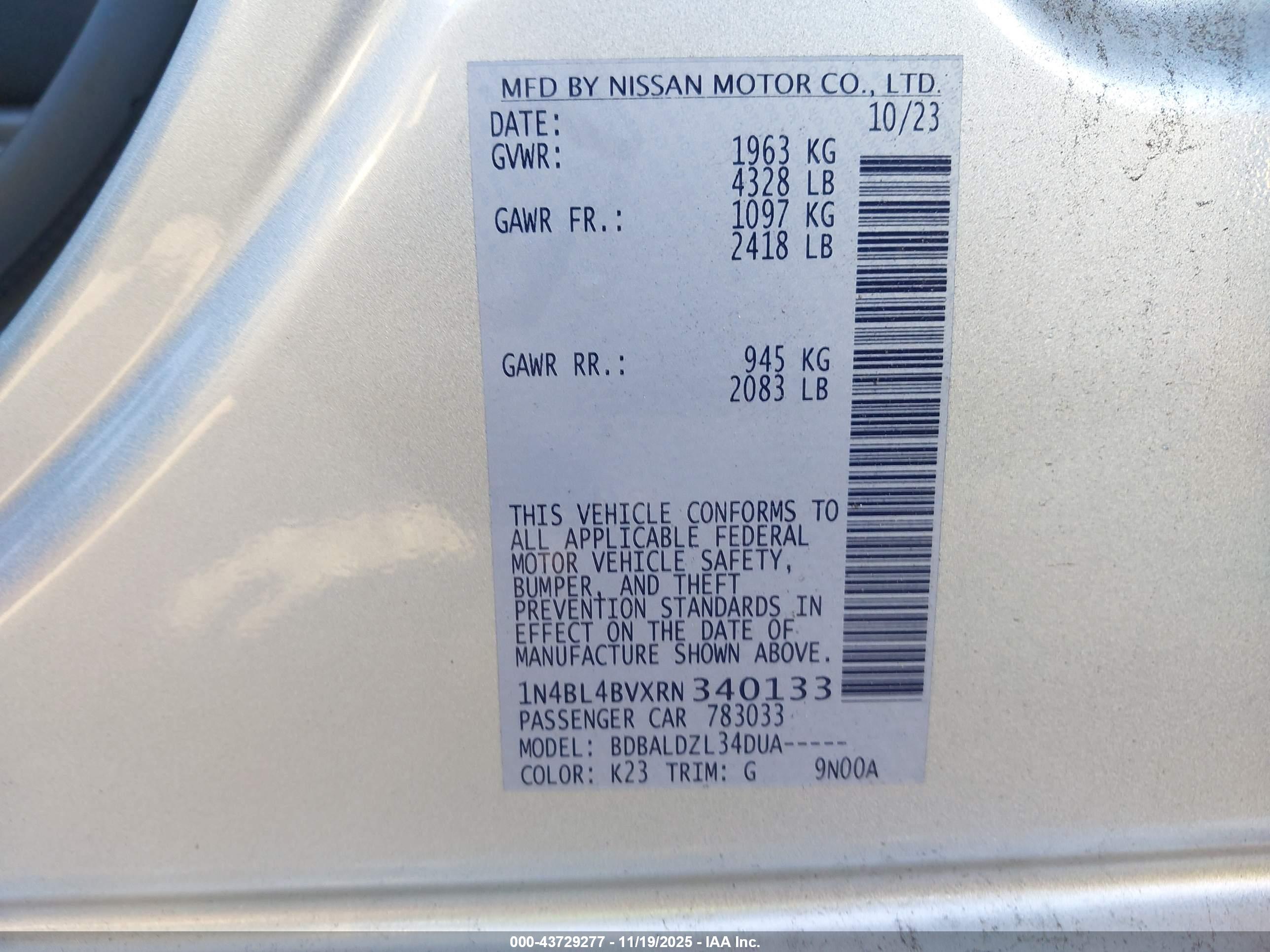 NISSAN ALTIMA image 9