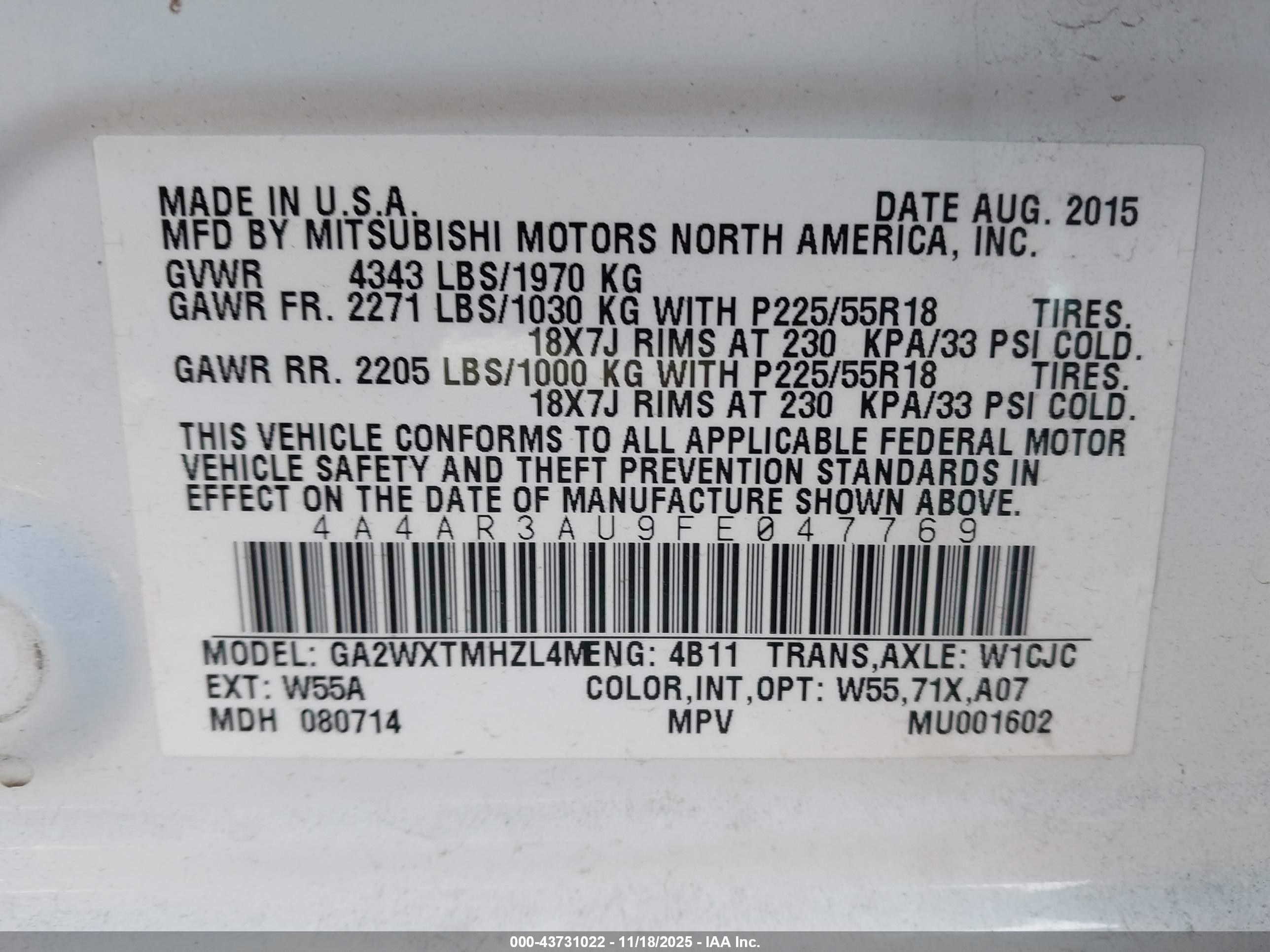 MITSUBISHI OUTLANDER image 9