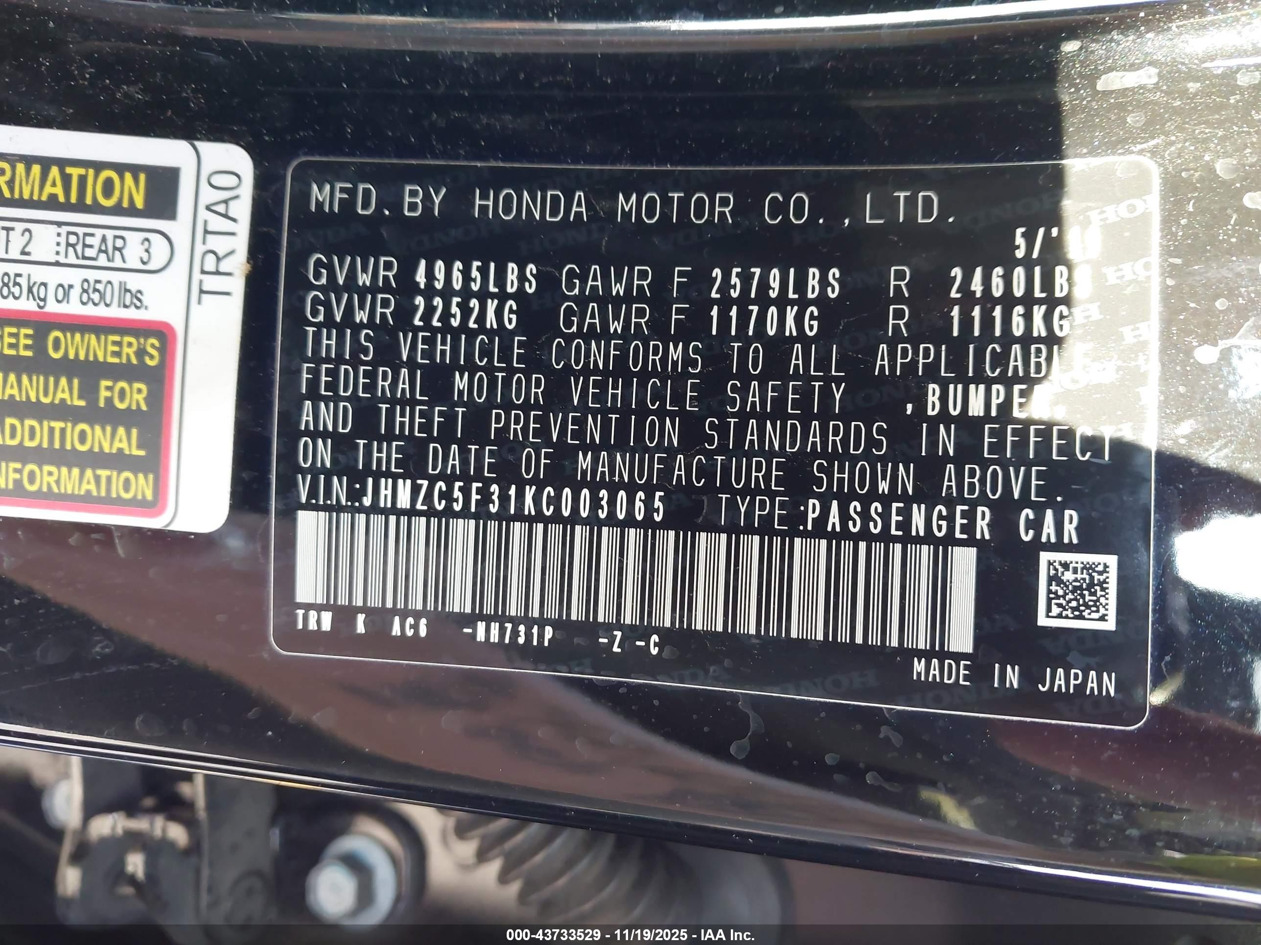 HONDA CLARITY image 9