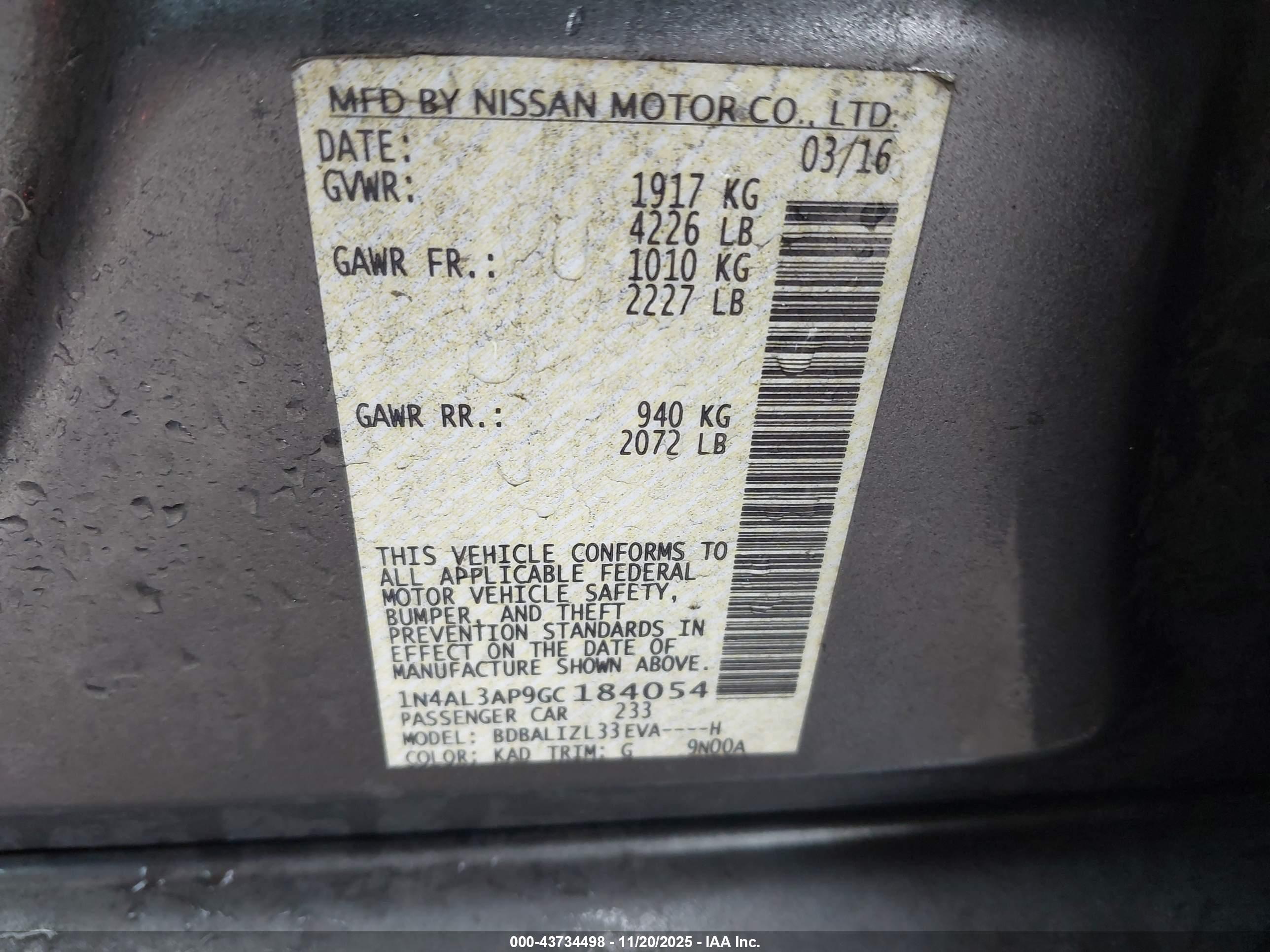 NISSAN ALTIMA image 9