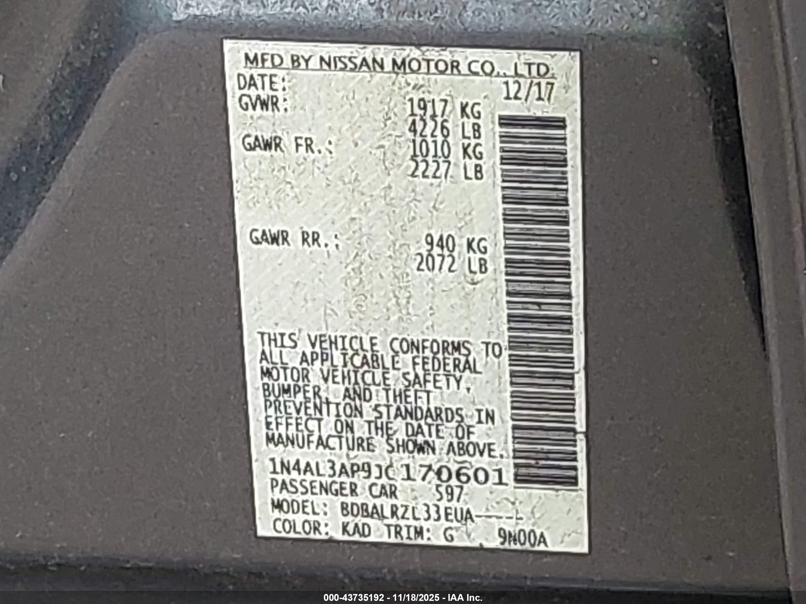 NISSAN ALTIMA image 9